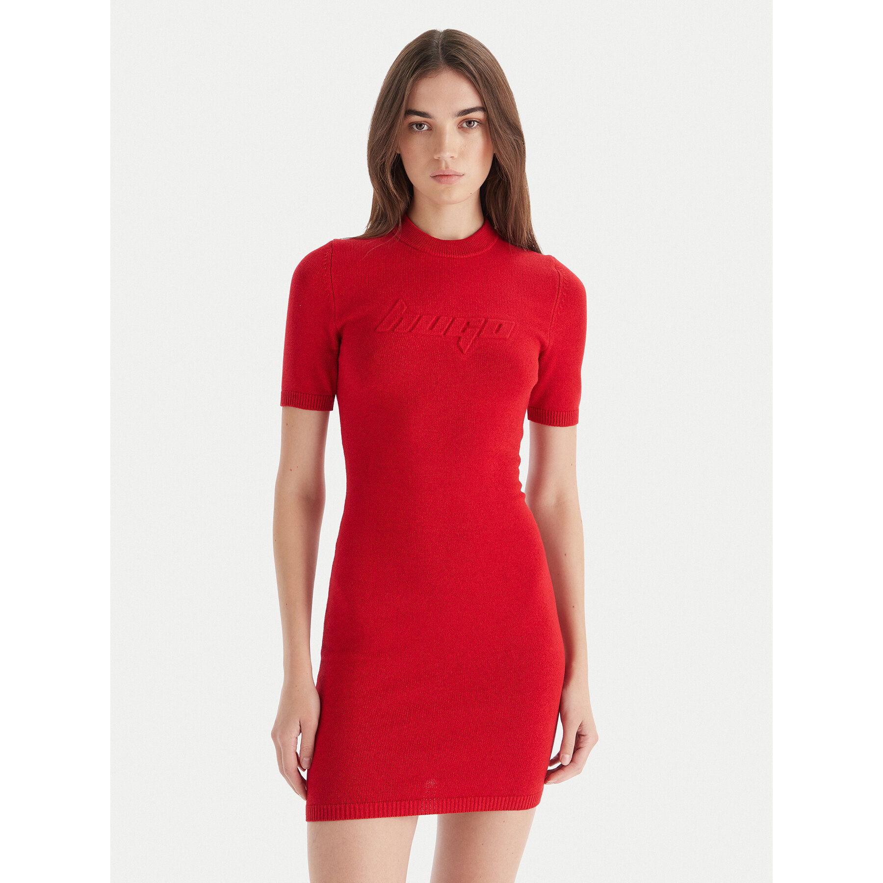 HUGO Strickkleid Sbloggy 50543324 Rot Slim Fit