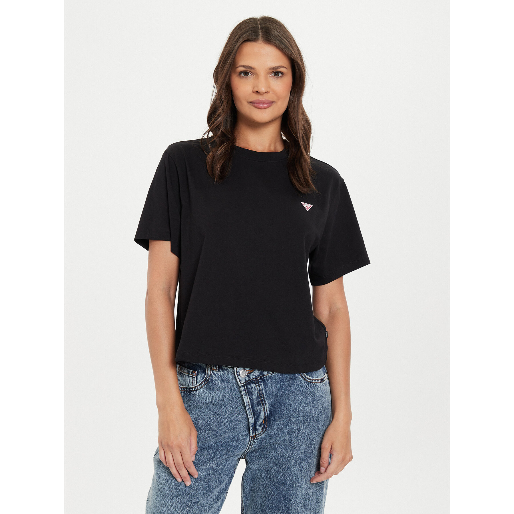 Guess Jeans Marškinėliai W4YI05 K8HM0 Juoda Boxy Fit