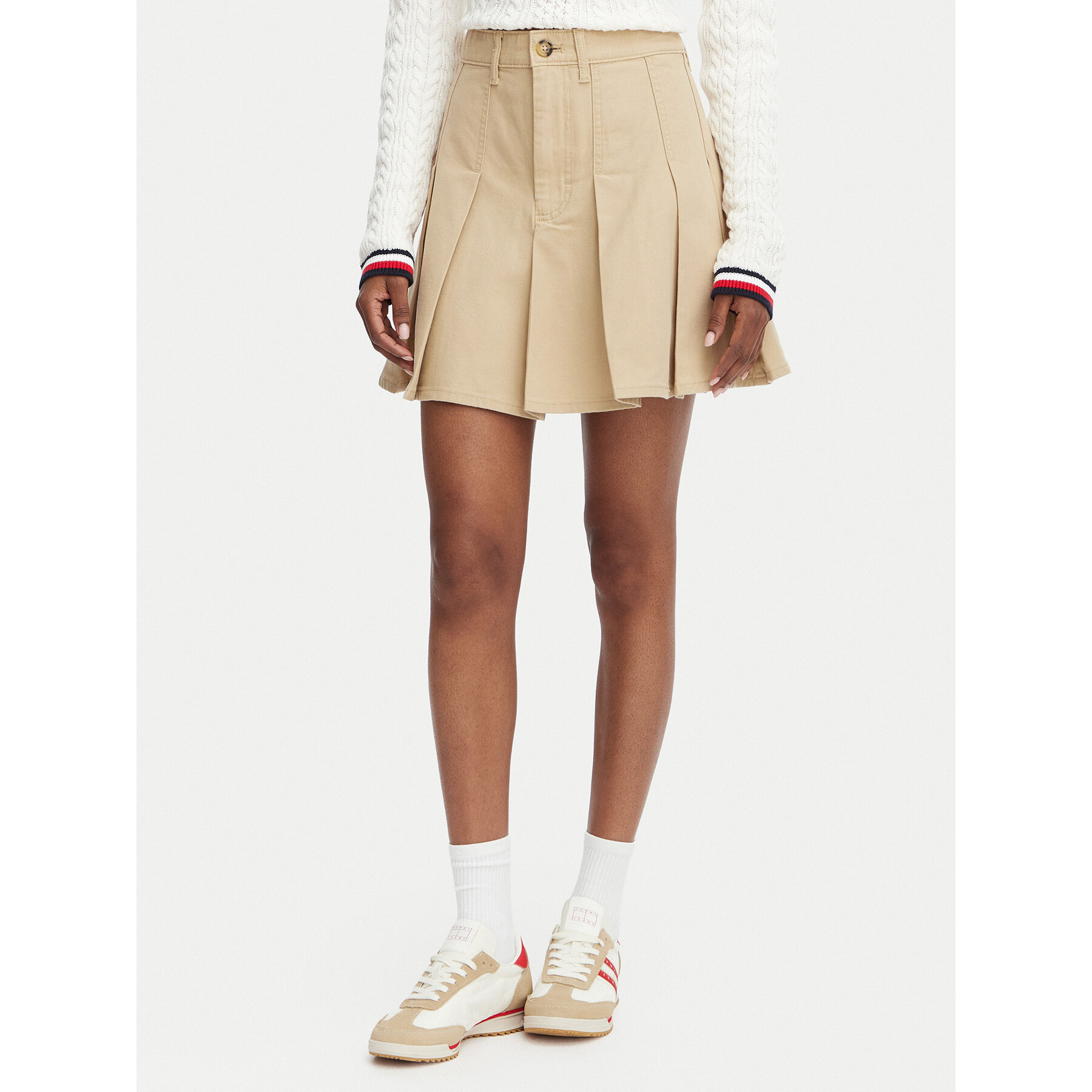 Tommy Jeans Faltenrock DW0DW23149 Beige Regular Fit