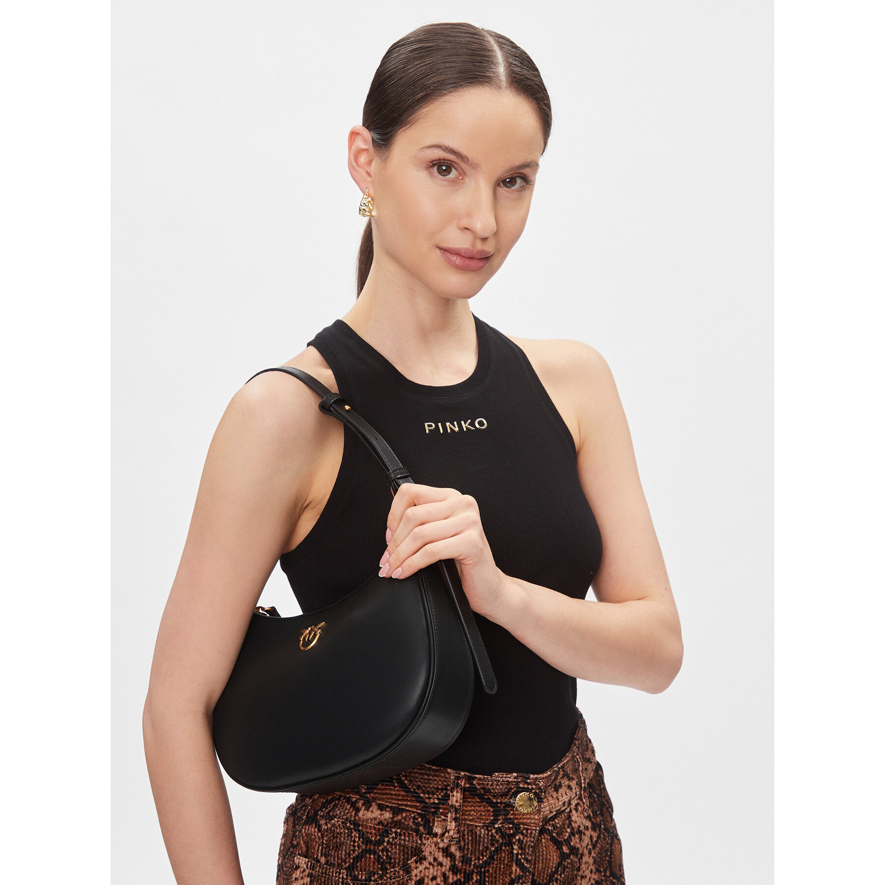 Táska Pinko Half Moon Mini Fl . PE 24 PLTT 102790 A0F1 Fekete