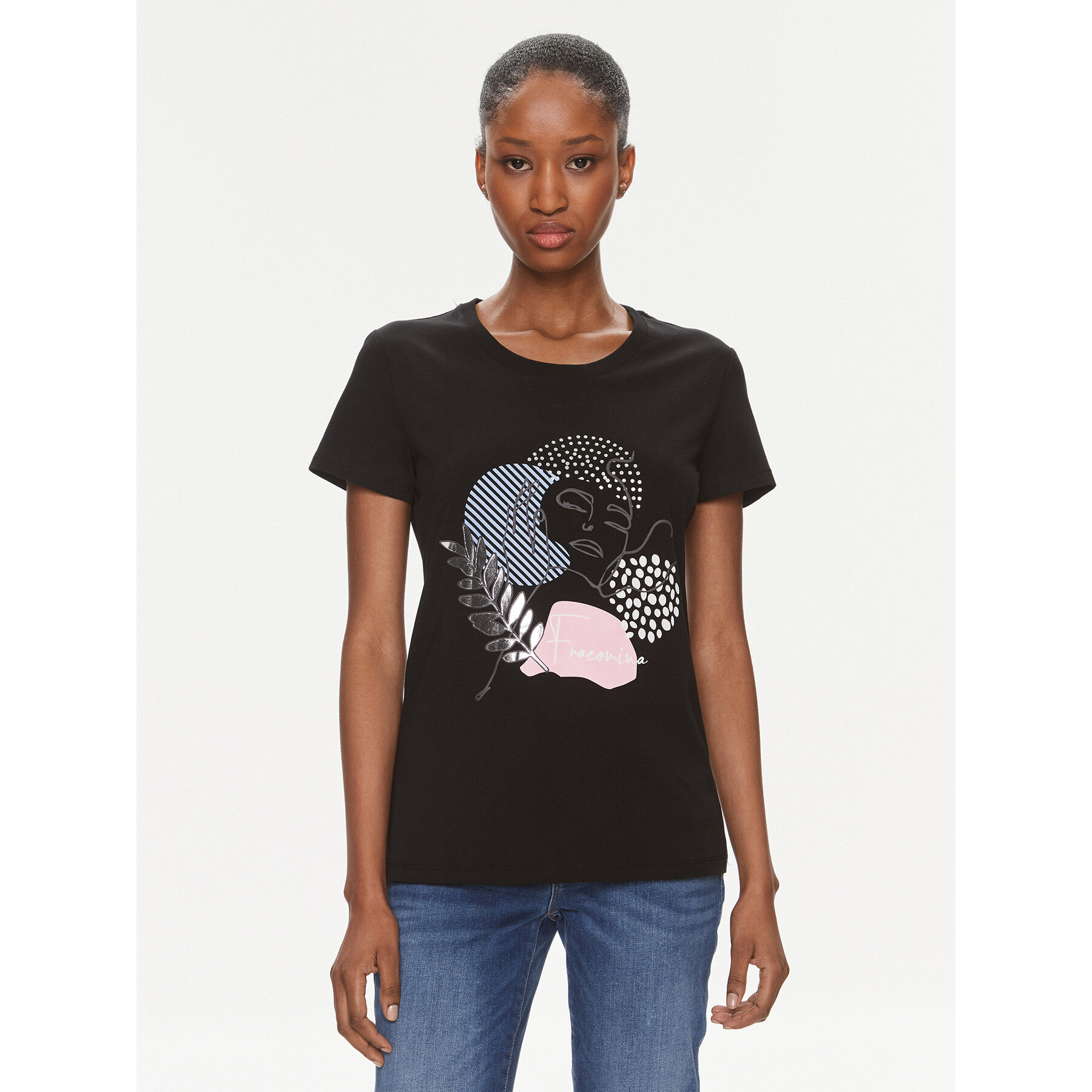 Fracomina T-shirt FR24ST3004J401N5 Nero Regular Fit