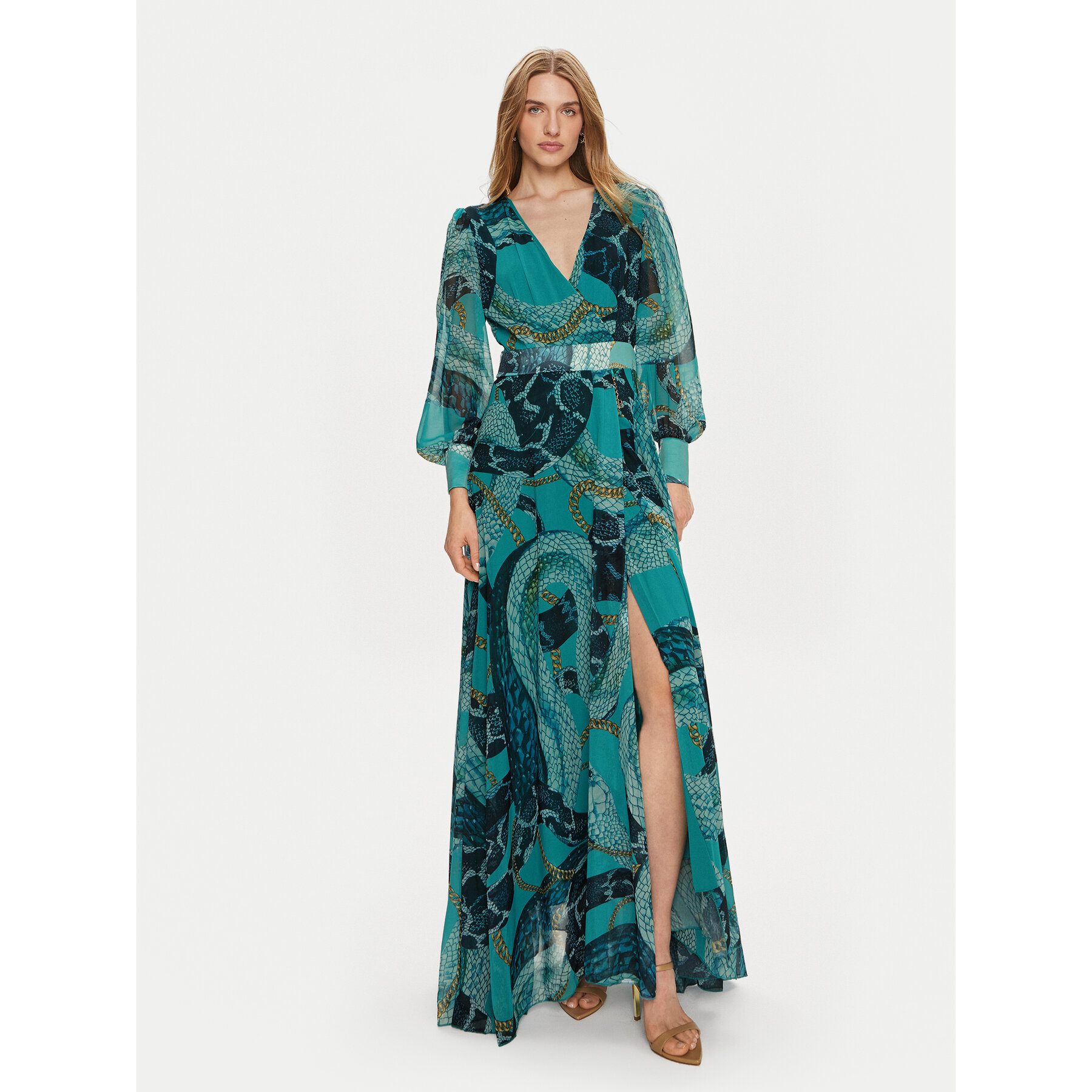 Fracomina Sommerkleid FQ24SD3017W412N4 Türkisfarben Regular Fit