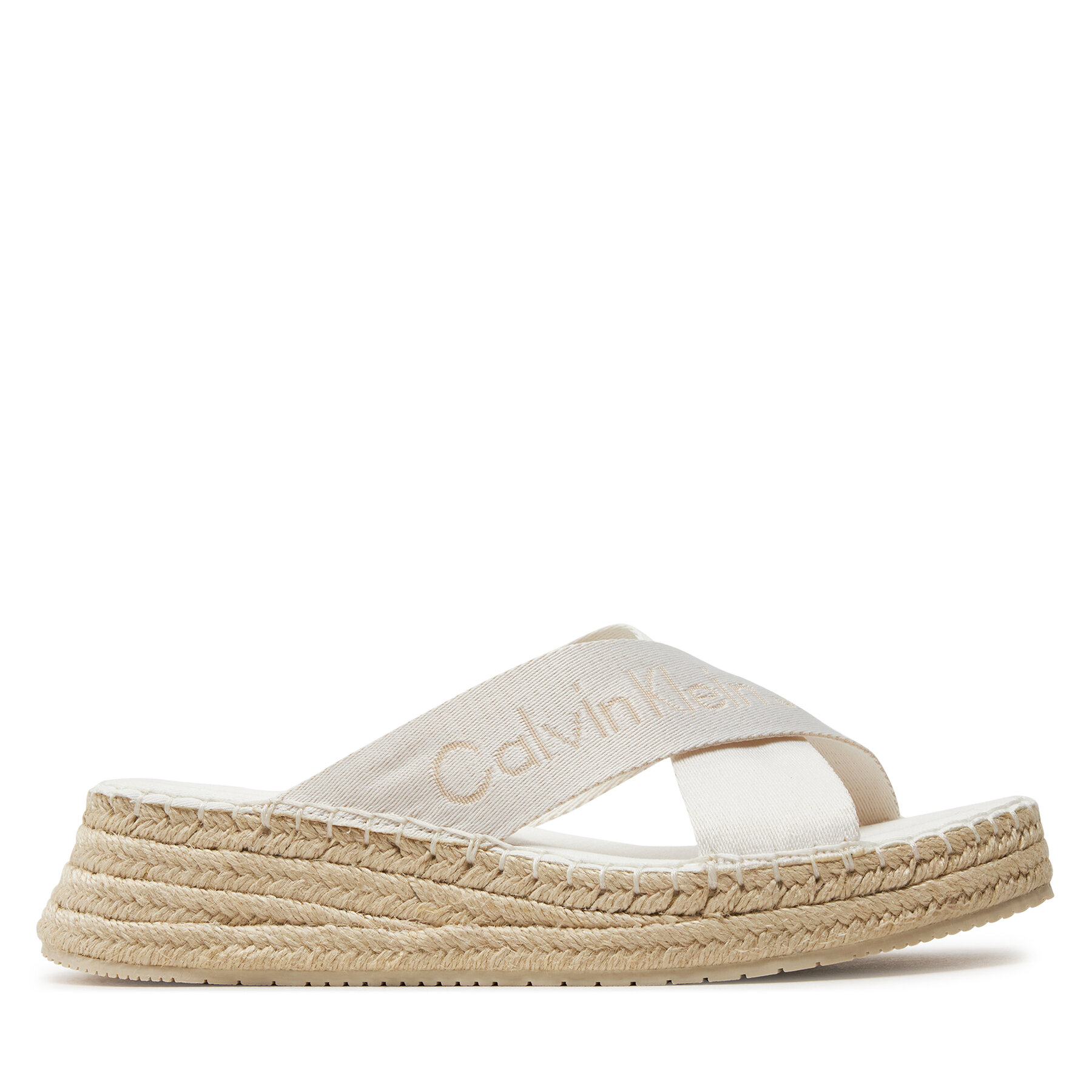 Calvin Klein Jeans Εσπαντρίγιες Calvin Klein Jeans Sporty Wedge Rope Sandal Mr YW0YW01364 Λευκό