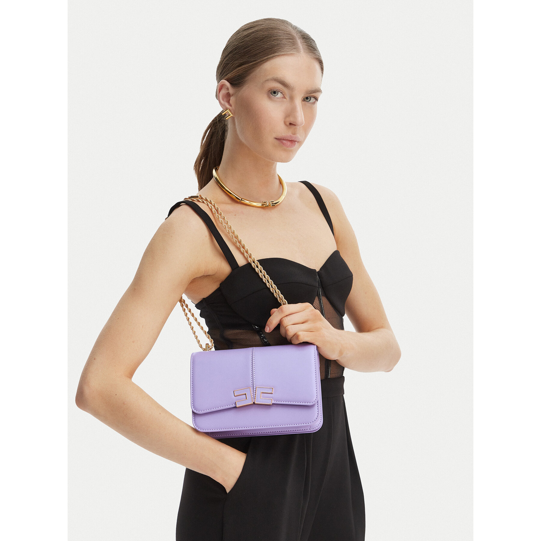 Дамска чанта Elisabetta Franchi BS-91A-61E2-V390 Виолетов