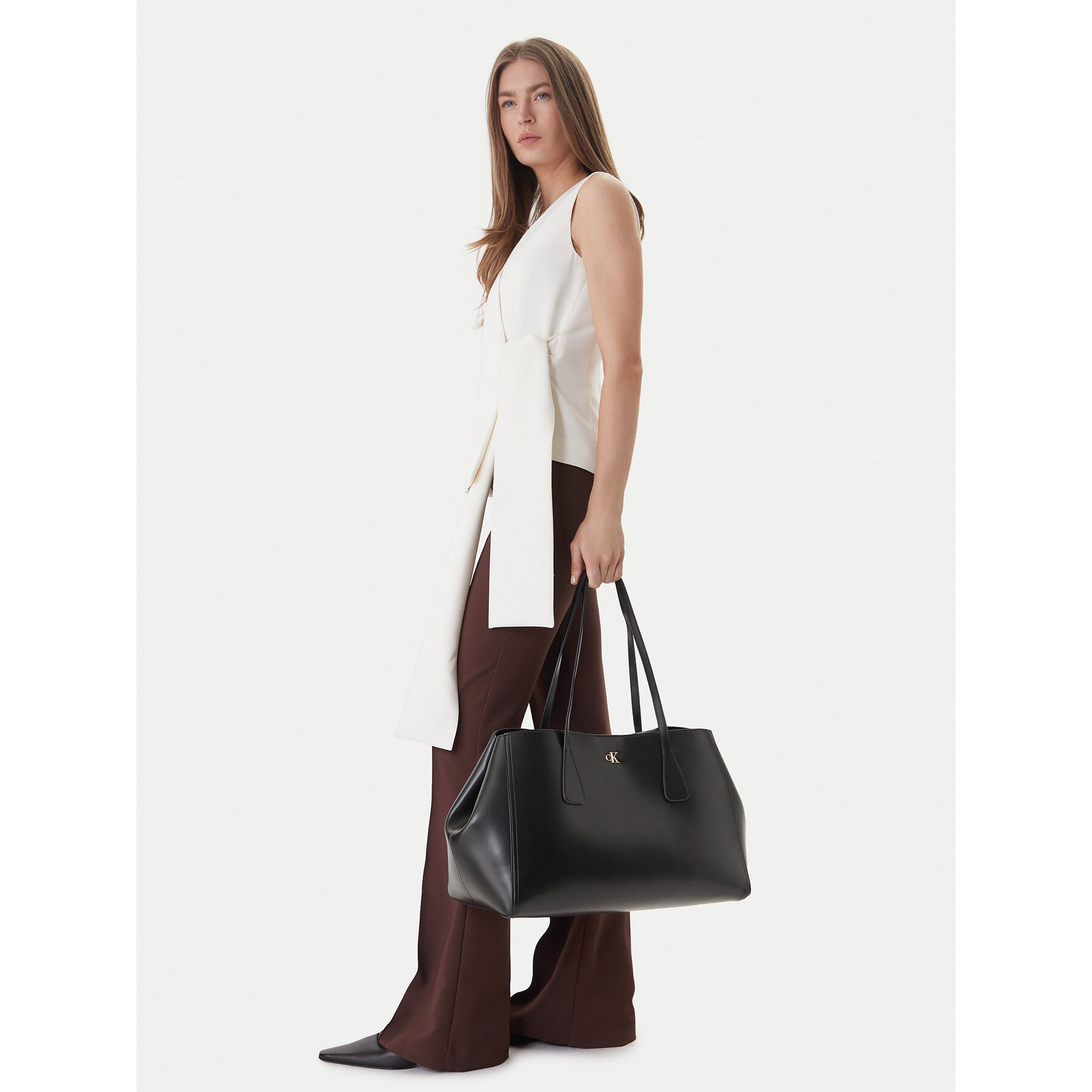 Torbica Calvin Klein Ck Snap Large Tote LV04F3502G Crna