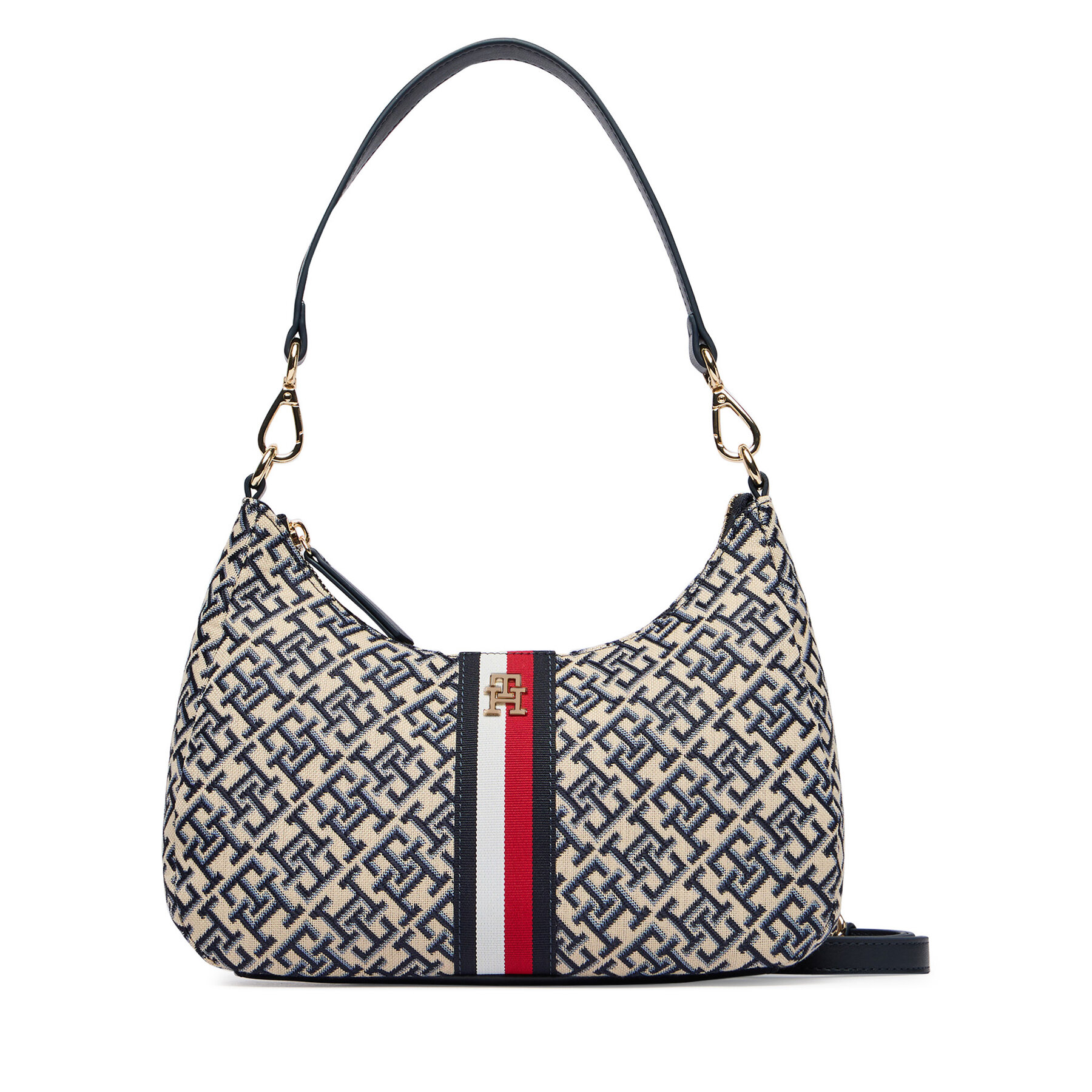 Kabelka Tommy Hilfiger Th Jacquard Ess Shoulder Bag AW0AW19331 Modrá