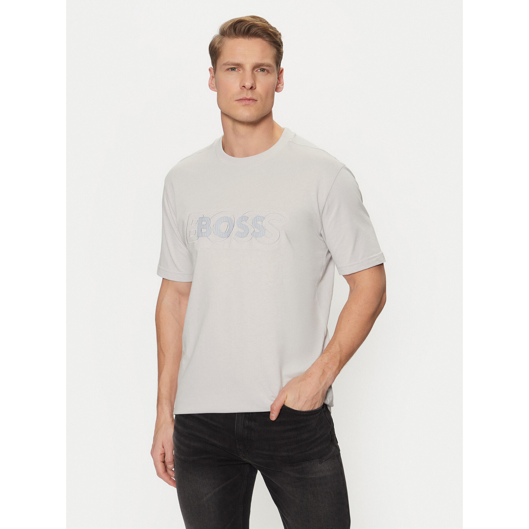 BOSS T-shirt 50531271 Grigio Regular Fit