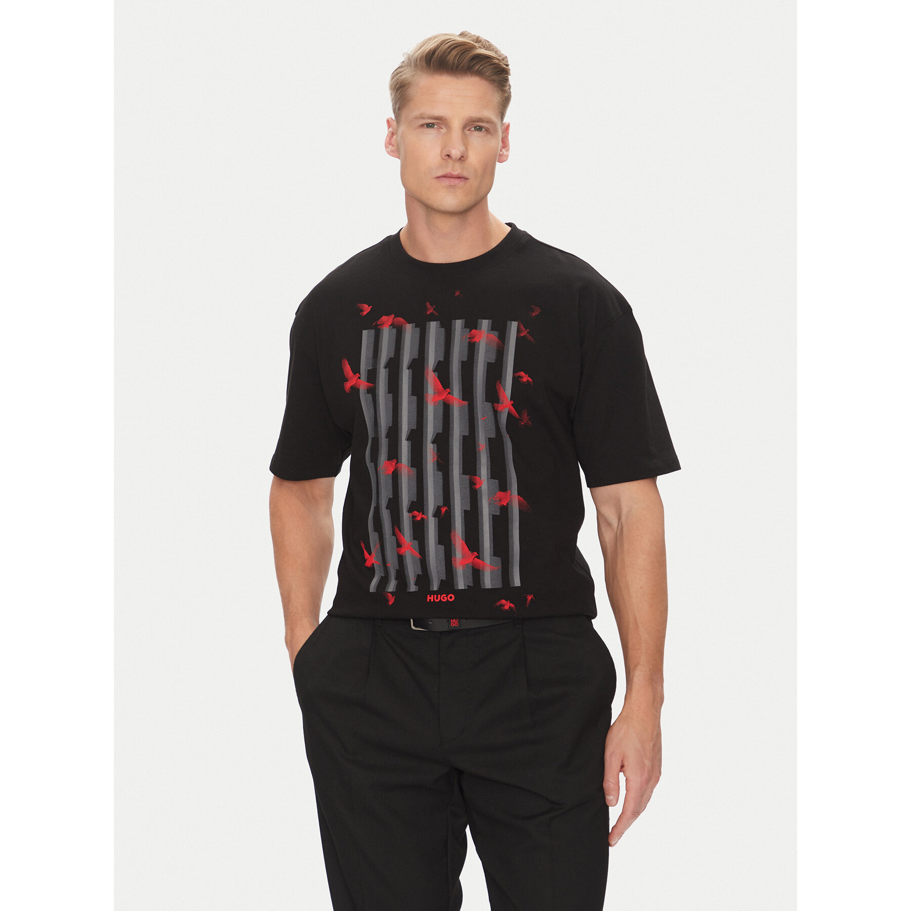 HUGO T-Shirt Digraph 50542581 Μαύρο Oversize