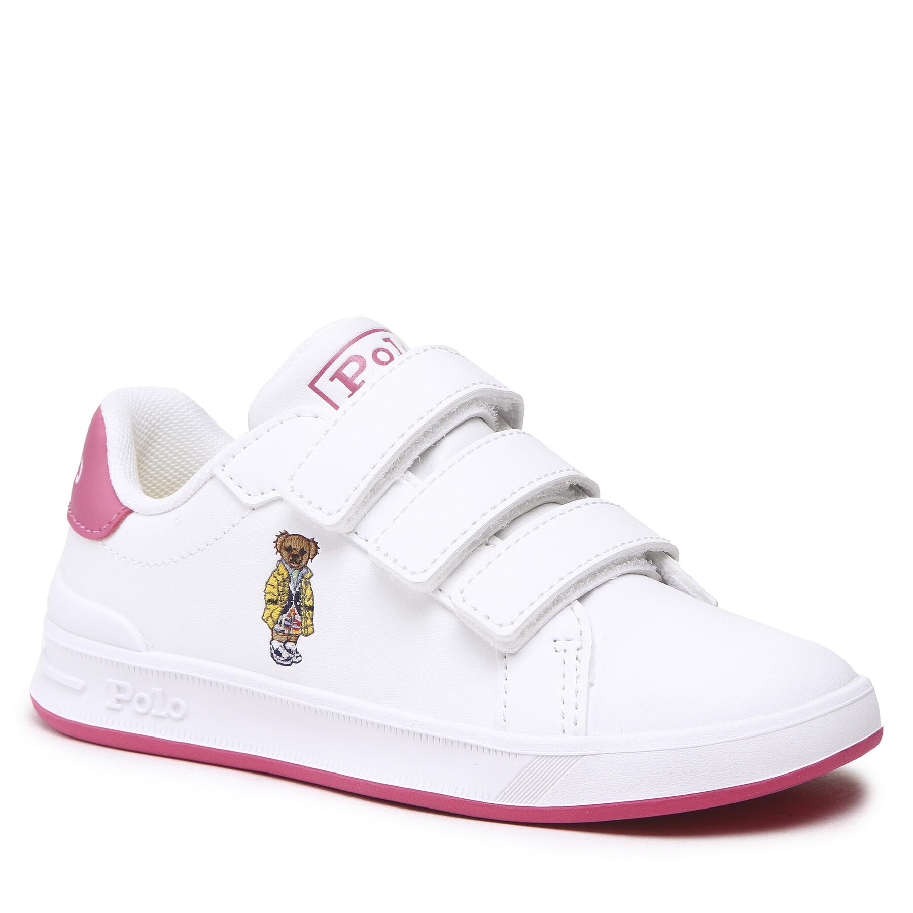 Sneakers Polo Ralph Lauren Heritage Court Ii Bear Ez RF104108 White Smooth/Baja Pink/Yellow w/ Watch Hill Bear Bear imagine super redus 2022