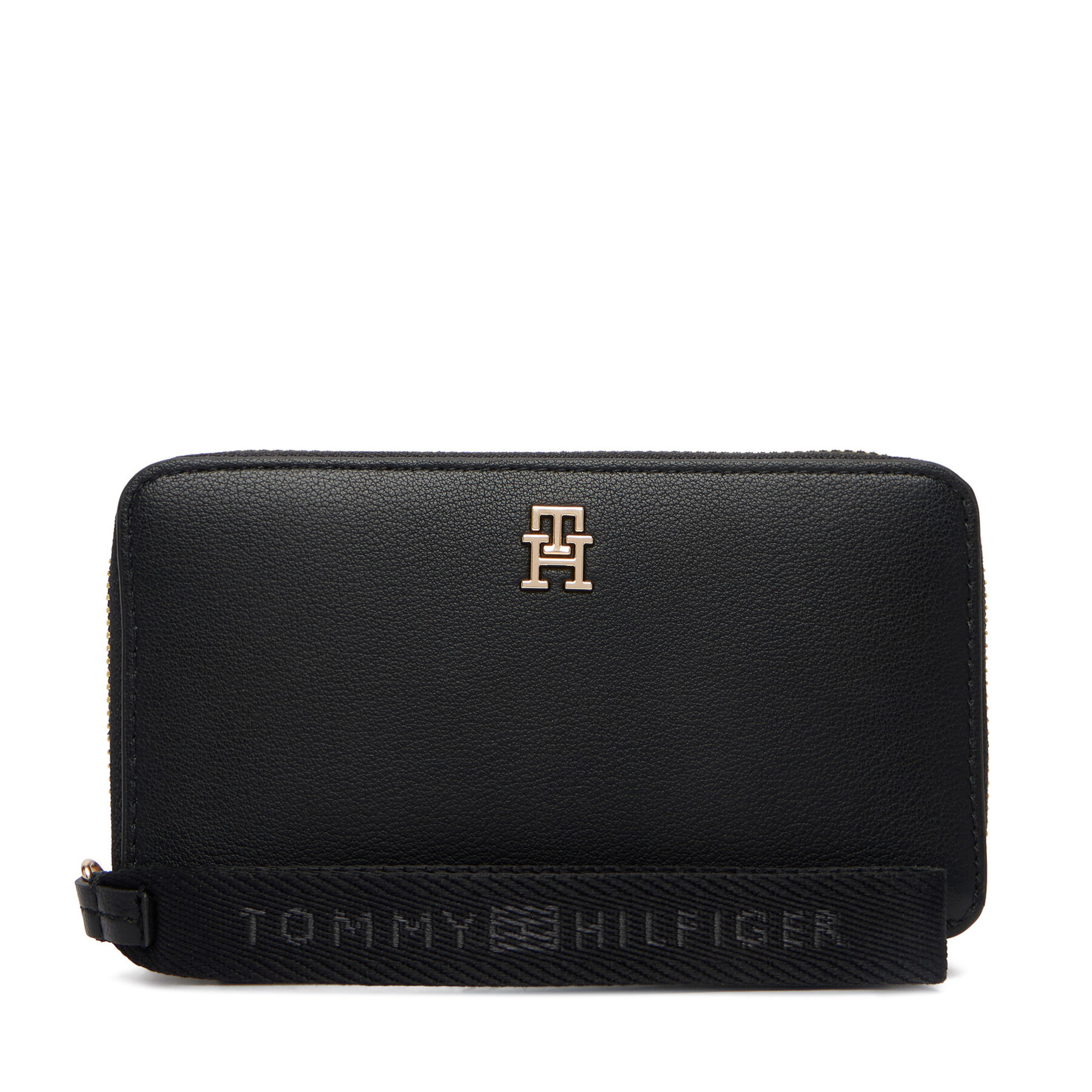 Πορτοφόλι Tommy Hilfiger Th Logotape Compact Zip Around AW0AW18699 Μαύρο