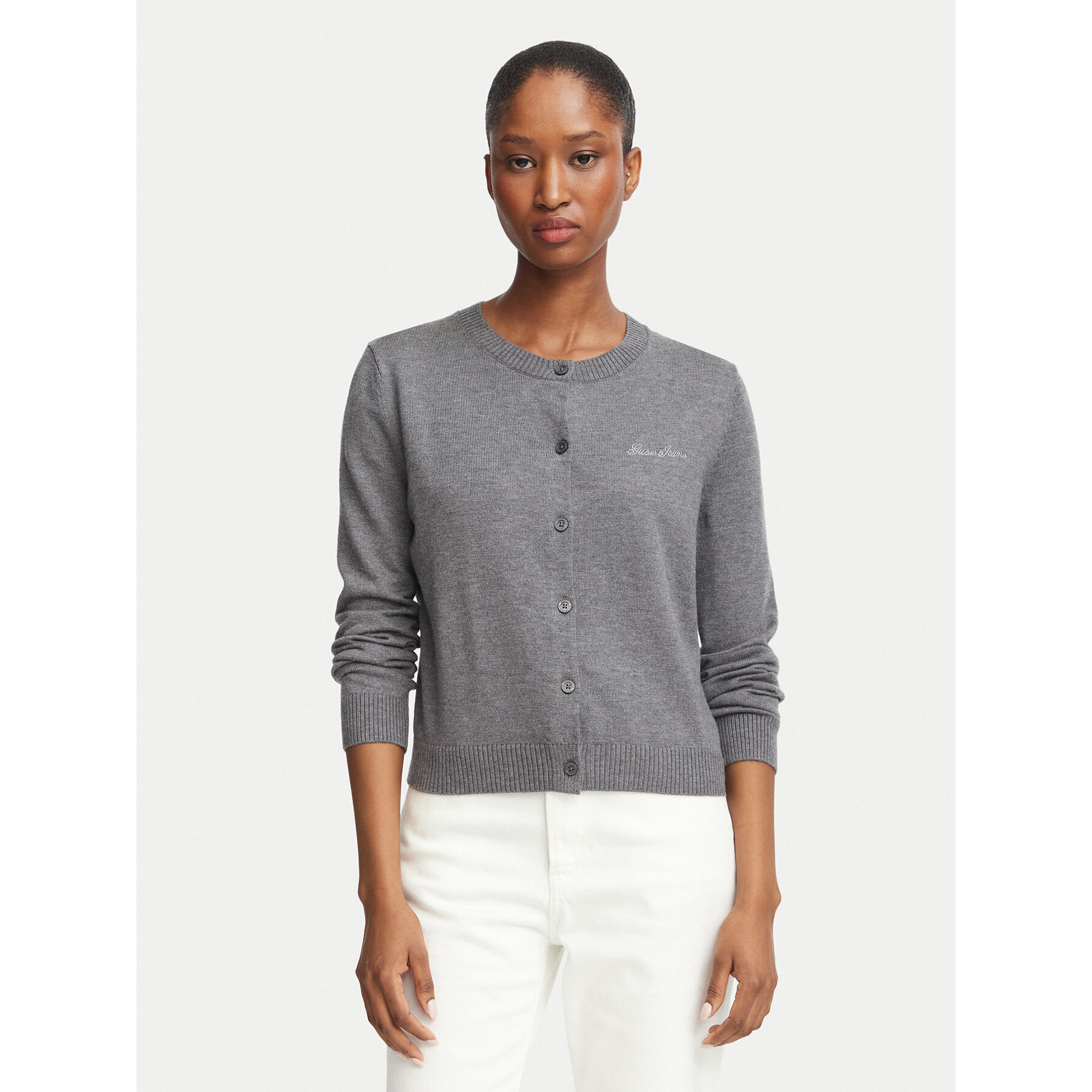 Guess Jeans Strickjacke W6BR02 Z1245 Grau Regular Fit