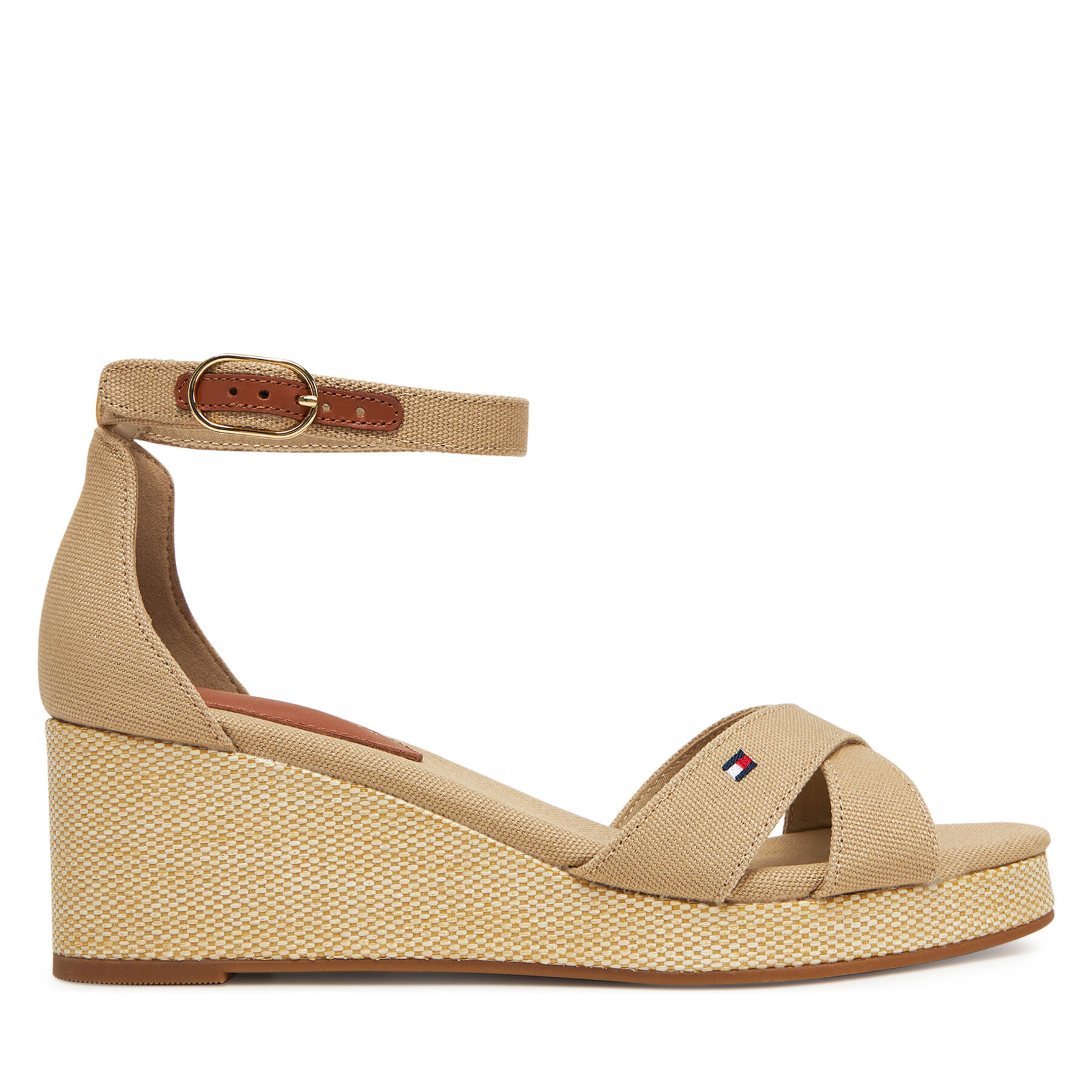 Espadrilles Tommy Hilfiger Flag Criss-Cros Mid Wedge Espad FW0FW08481 Bēšs