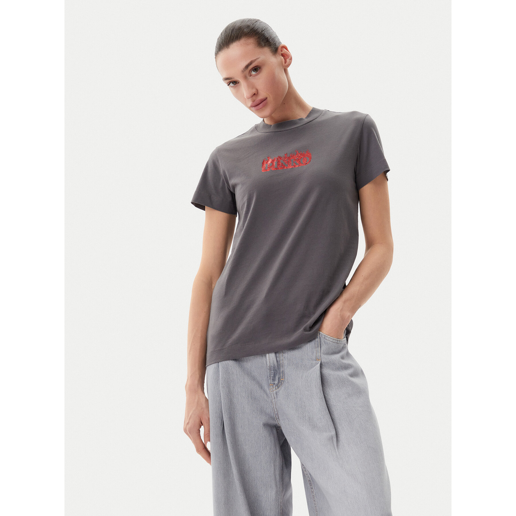 PINKO T-Shirt Trapani 105050 A2D6 Grau Regular Fit