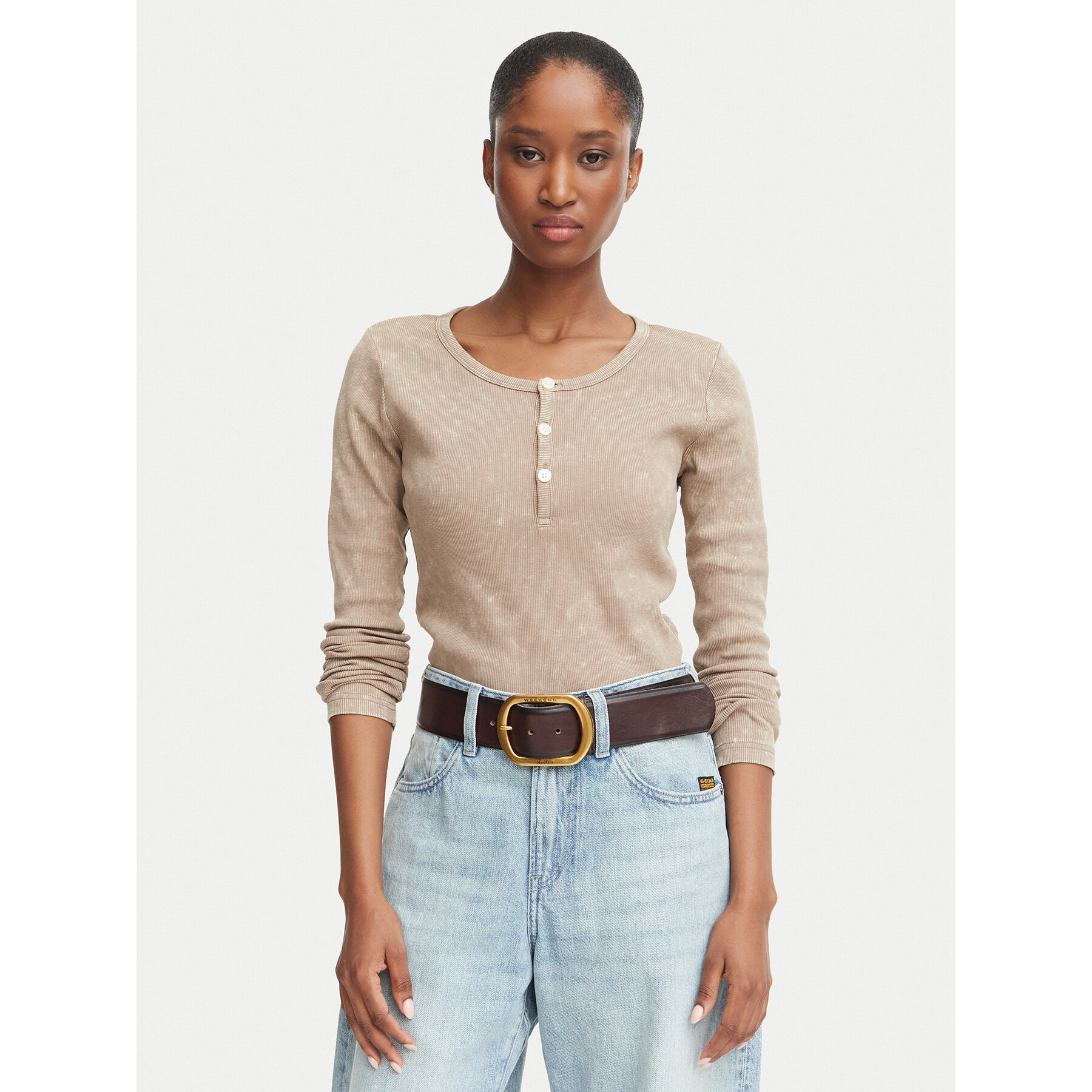 G-Star Μπλουζάκι Vintage D29966-E800 Σκούρο μπεζ Slim Fit