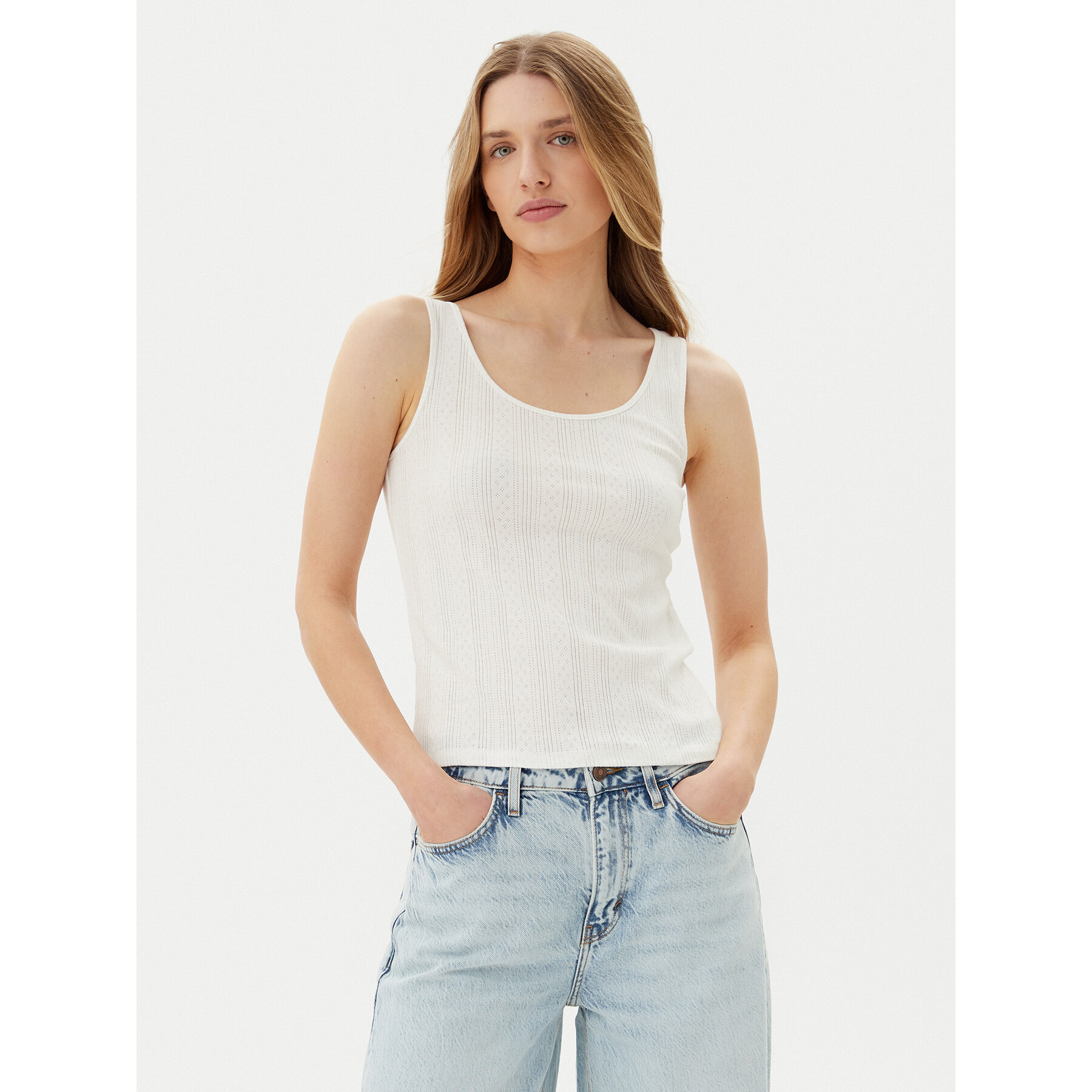 Pieces Női Fehér Felső Fia 17155482 Slim Fit