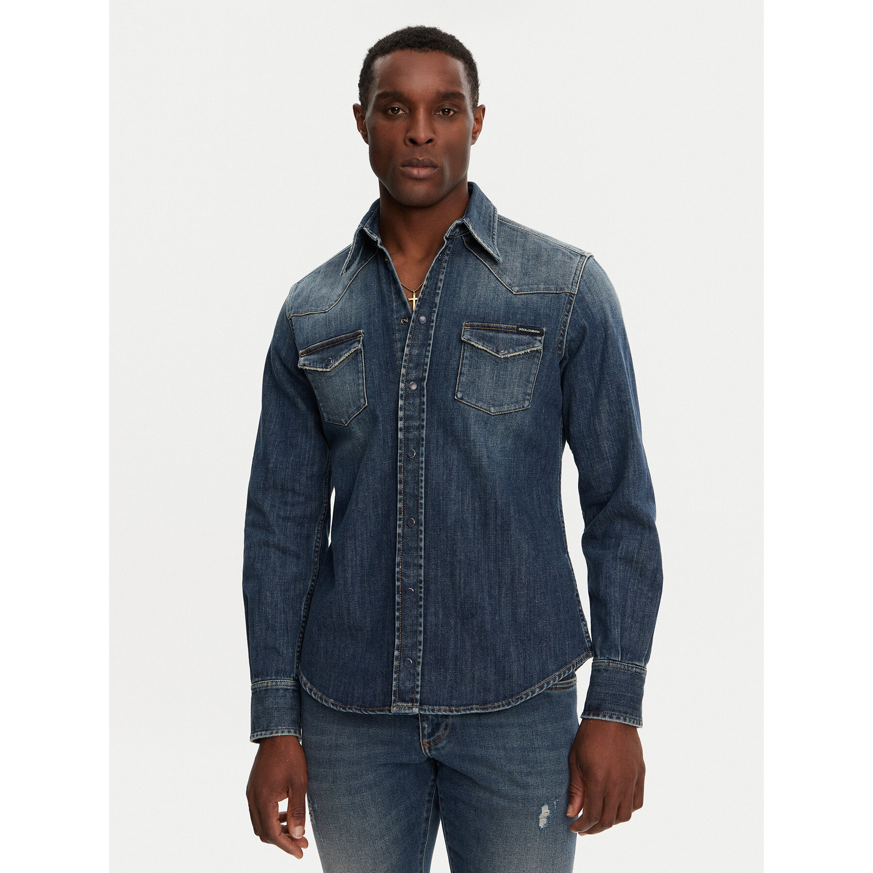 Dolce&Gabbana Jeanshemd G5JC8D G8GW9 Dunkelblau Regular Fit