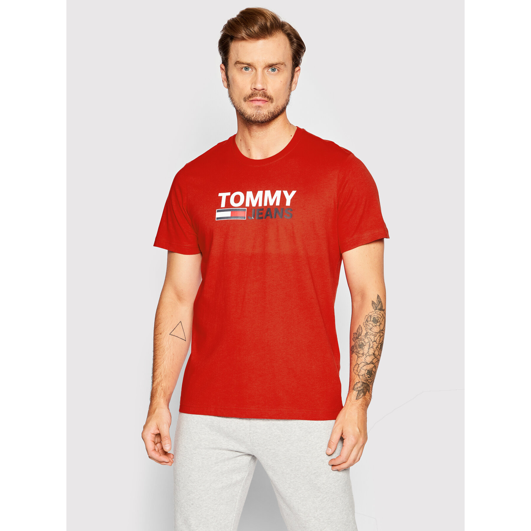 Tommy Jeans T-shirt Corp Logo DM0DM15379 Rosso Regular Fit