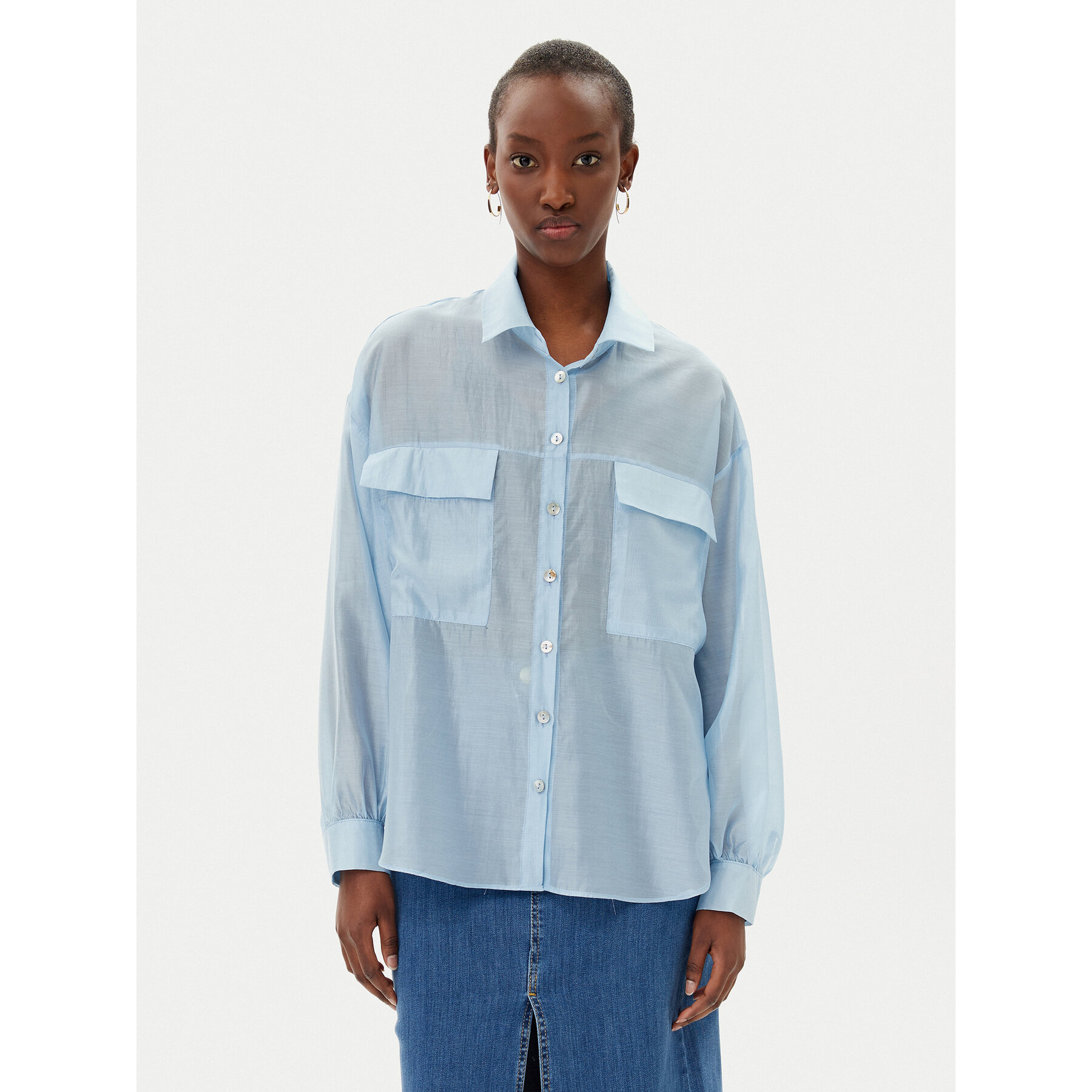 Rinascimento Hemd CFC0123656003 Himmelblau Relaxed Fit