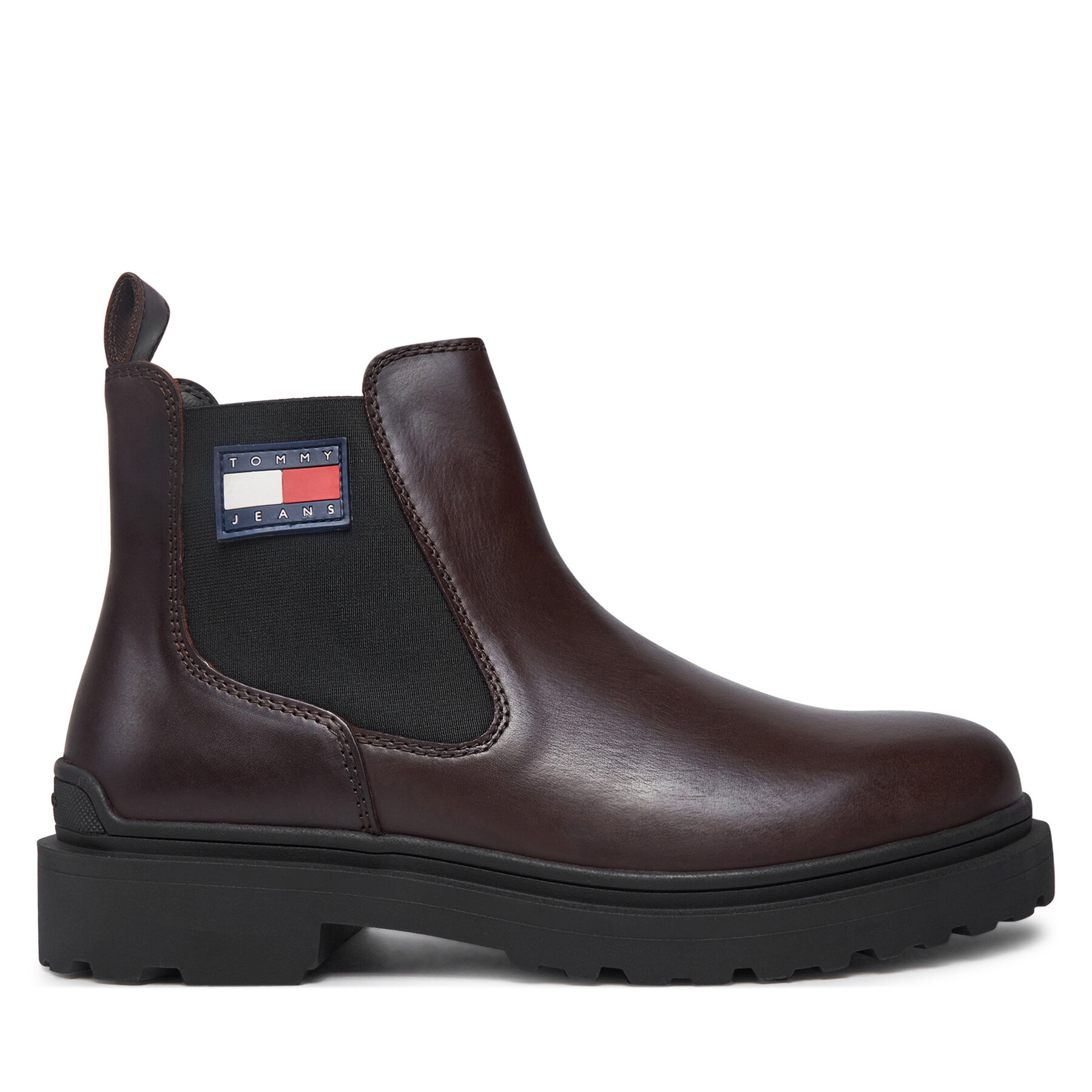 Členková obuv s elastickým prvkom Tommy Jeans Tjm Leather Chelsea Boot EM0EM01448 Hnedá