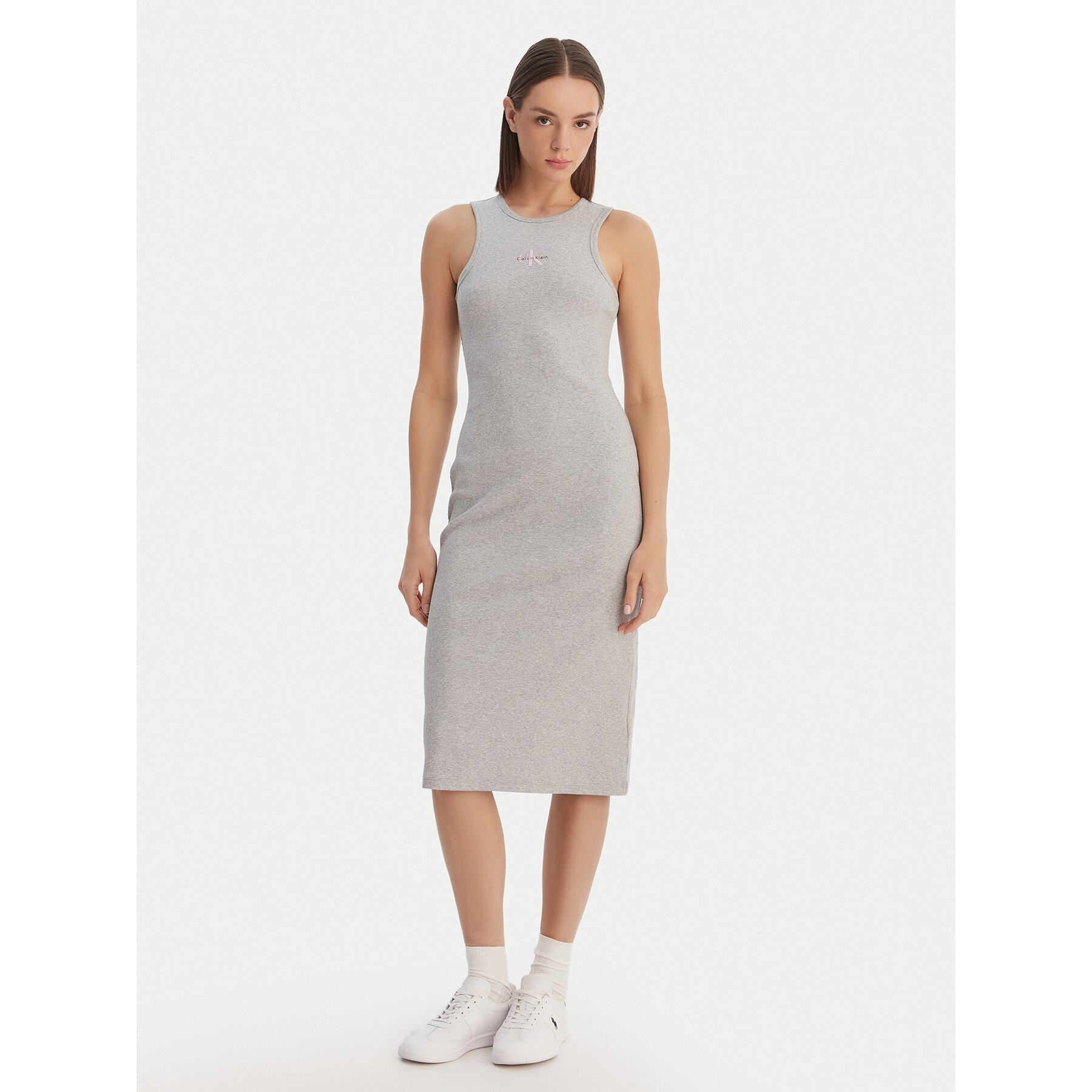 Calvin Klein Jeans Kleid für den Alltag Monologo Baby LV047F242G Grau Slim Fit