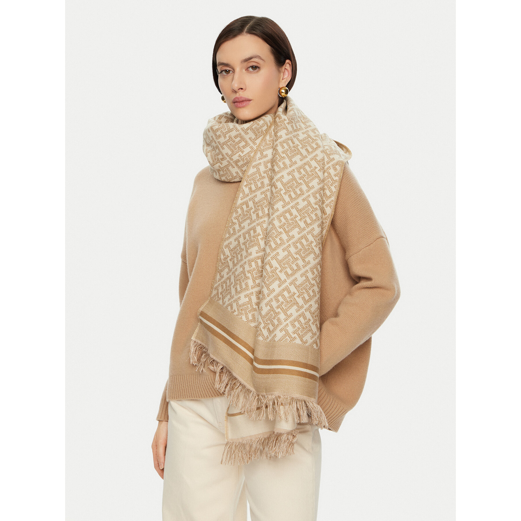 Liten halsduk Tommy Hilfiger Monoplay AW0AW16856 Beige