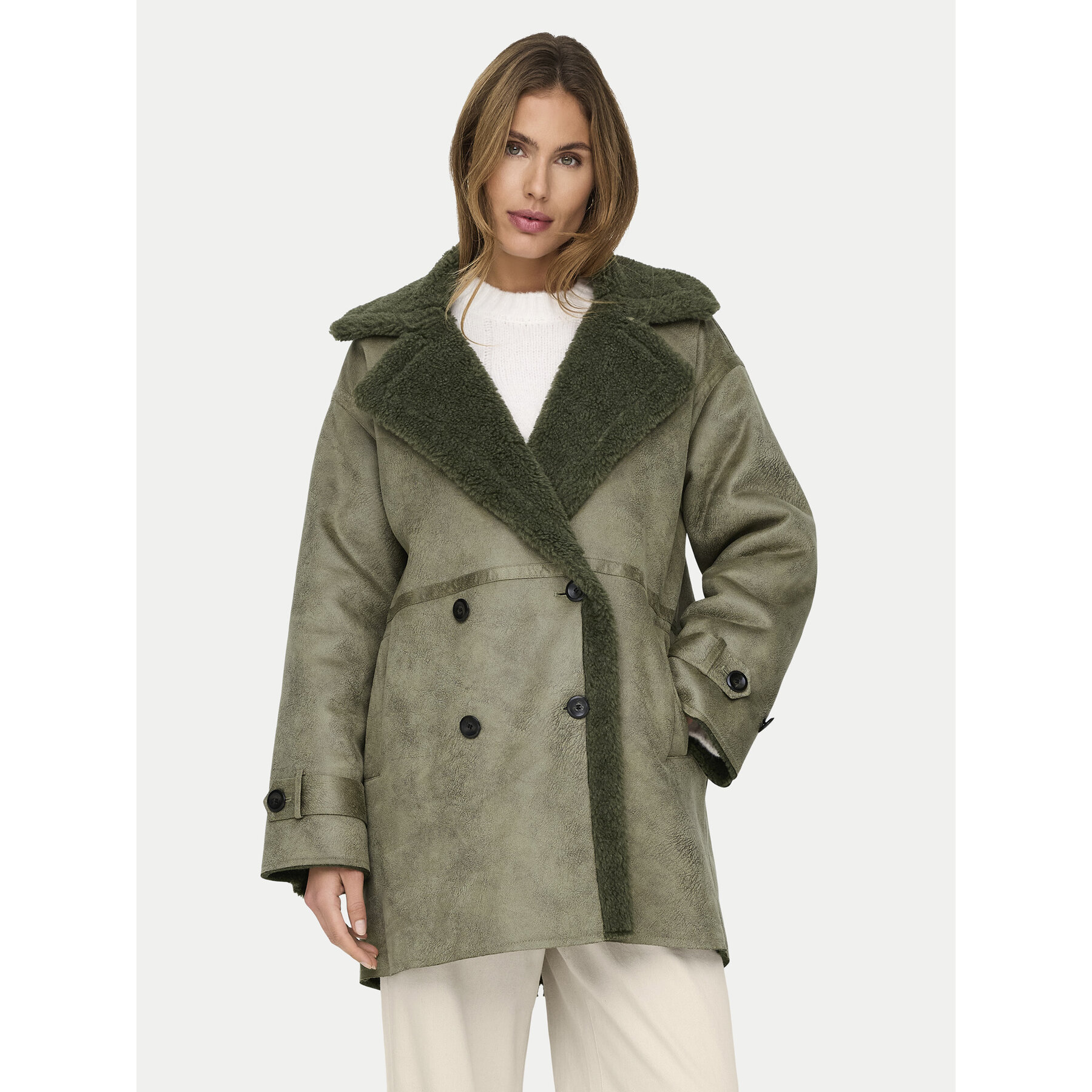 ONLY Fellmantel Ylva 15322402 Grün Regular Fit