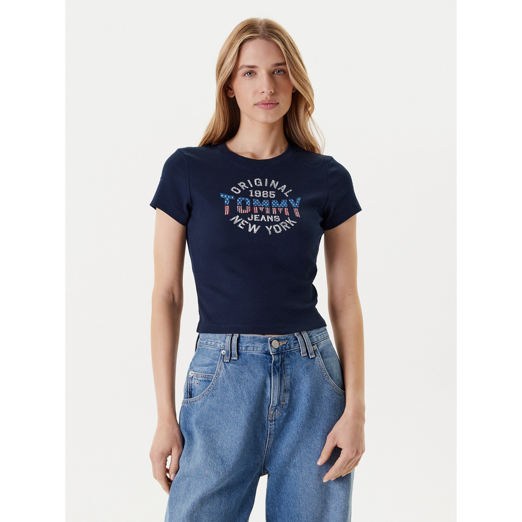 Tommy Jeans Póló DW0DW21421 Sötétkék Slim Fit
