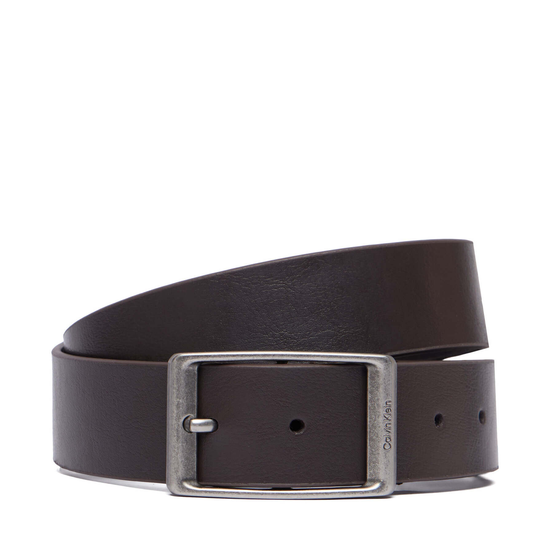 Pas Calvin Klein Casual Round Buckle Tumbled 35Mm LV04D7123G Temno rjava