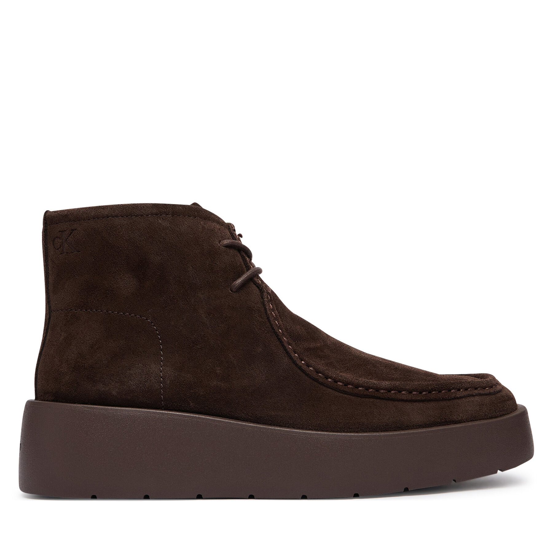 Gležnjače Calvin Klein Flatf Lace Up Apr Cut Boot HW0HW03273 Tamno smeđa