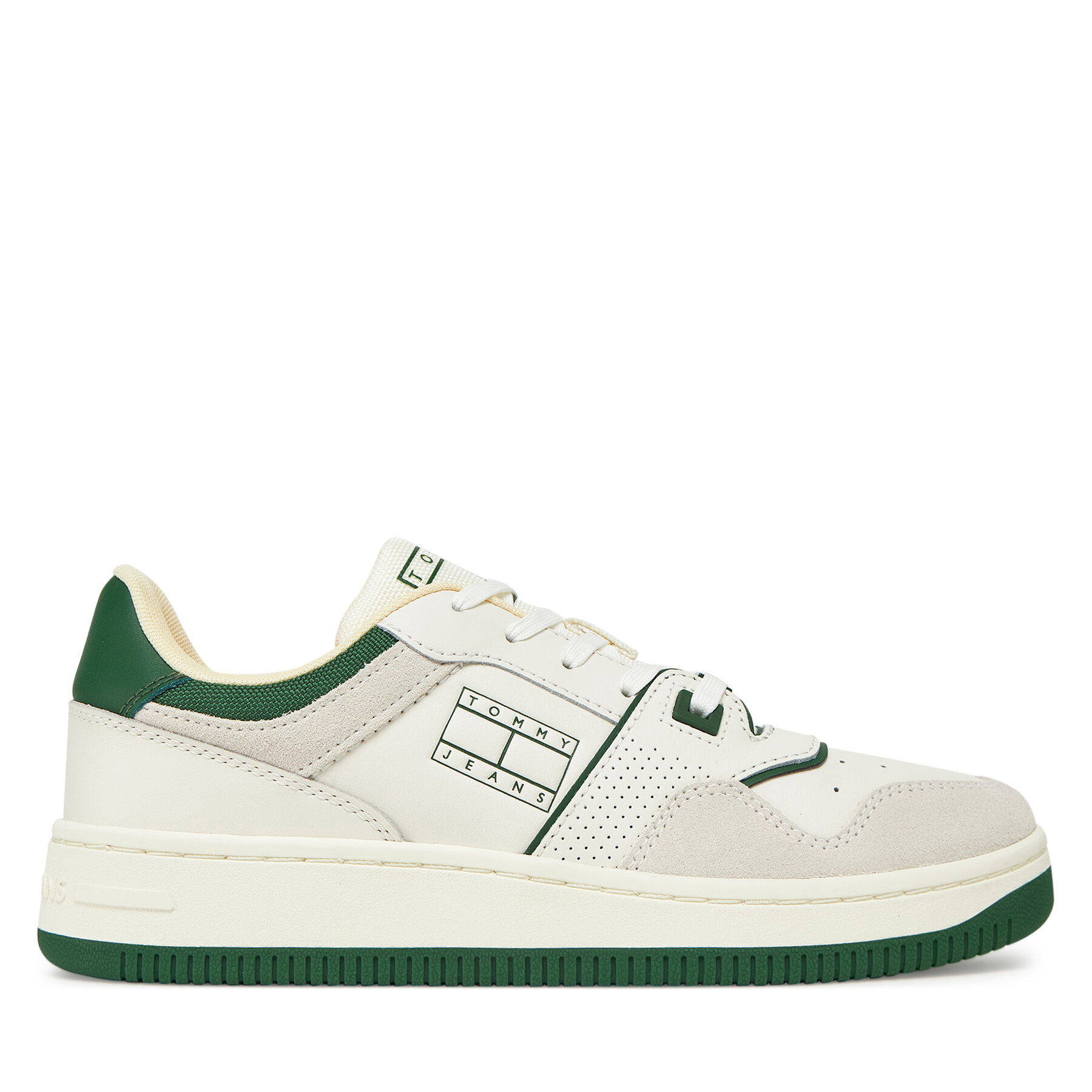 Snīkeri Tommy Jeans Tjw Retro Basket Washed Suede EN0EN02773 Balts