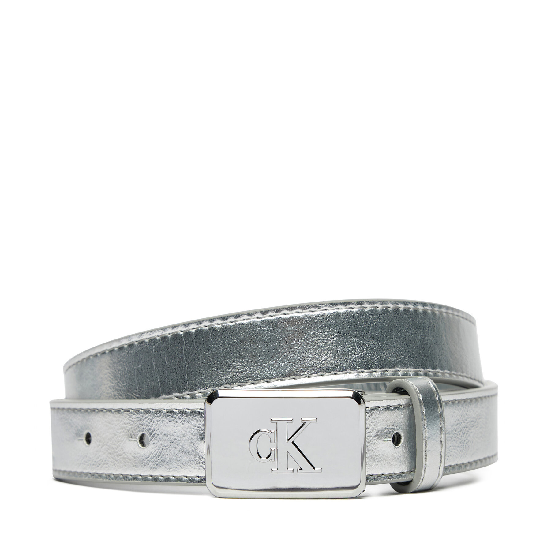 Cintura da bambino Calvin Klein Jeans Metallic Buckle Belt IU0IU00666 Argento