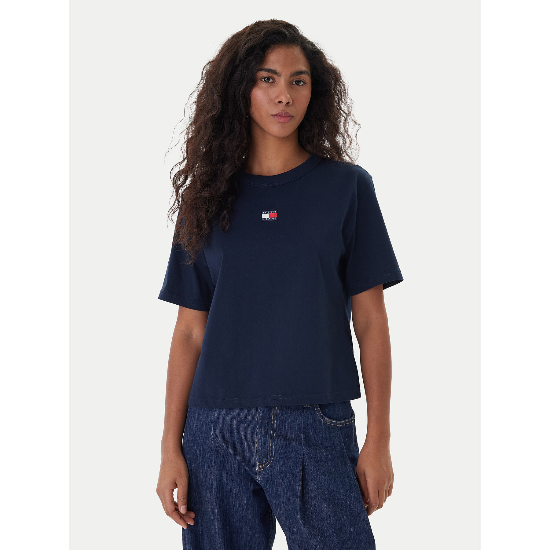 Tommy Jeans T-Shirt Badge DW0DW22202 Dunkelblau Boxy Fit
