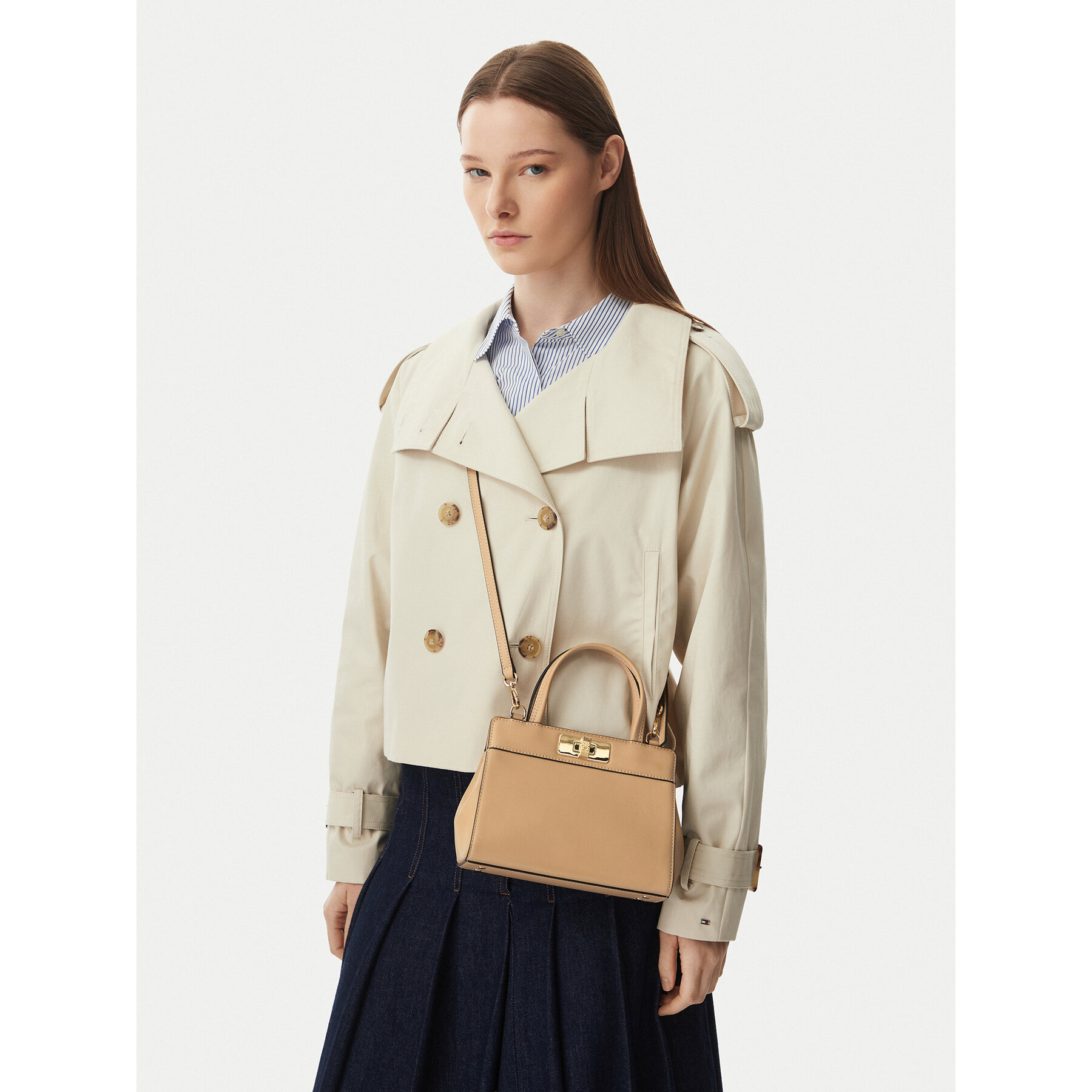 Geantă Tommy Hilfiger Th Modern Mini Satchel AW0AW18726 Maro deschis