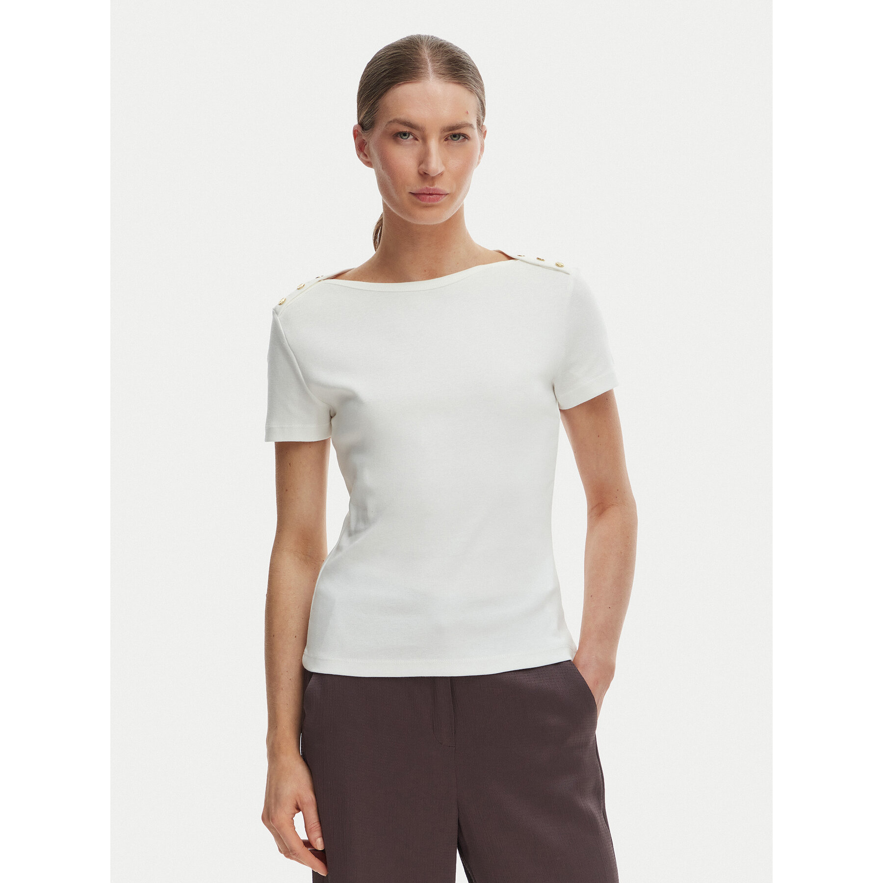 Tommy Hilfiger T-Shirt WW0WW49250 Écru Slim Fit