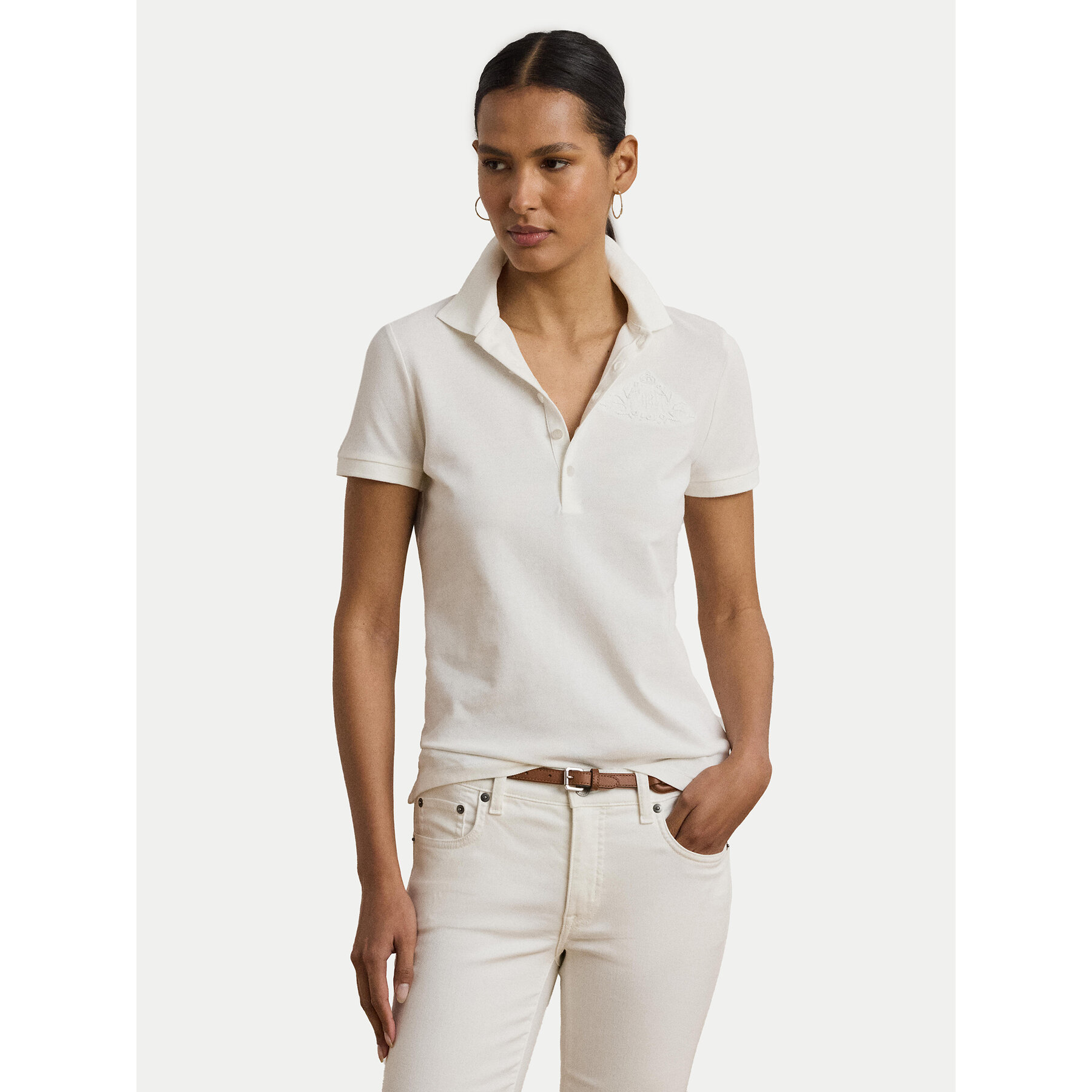 LAUREN RALPH LAUREN Pólóing 200966128001 Fehér Slim Fit