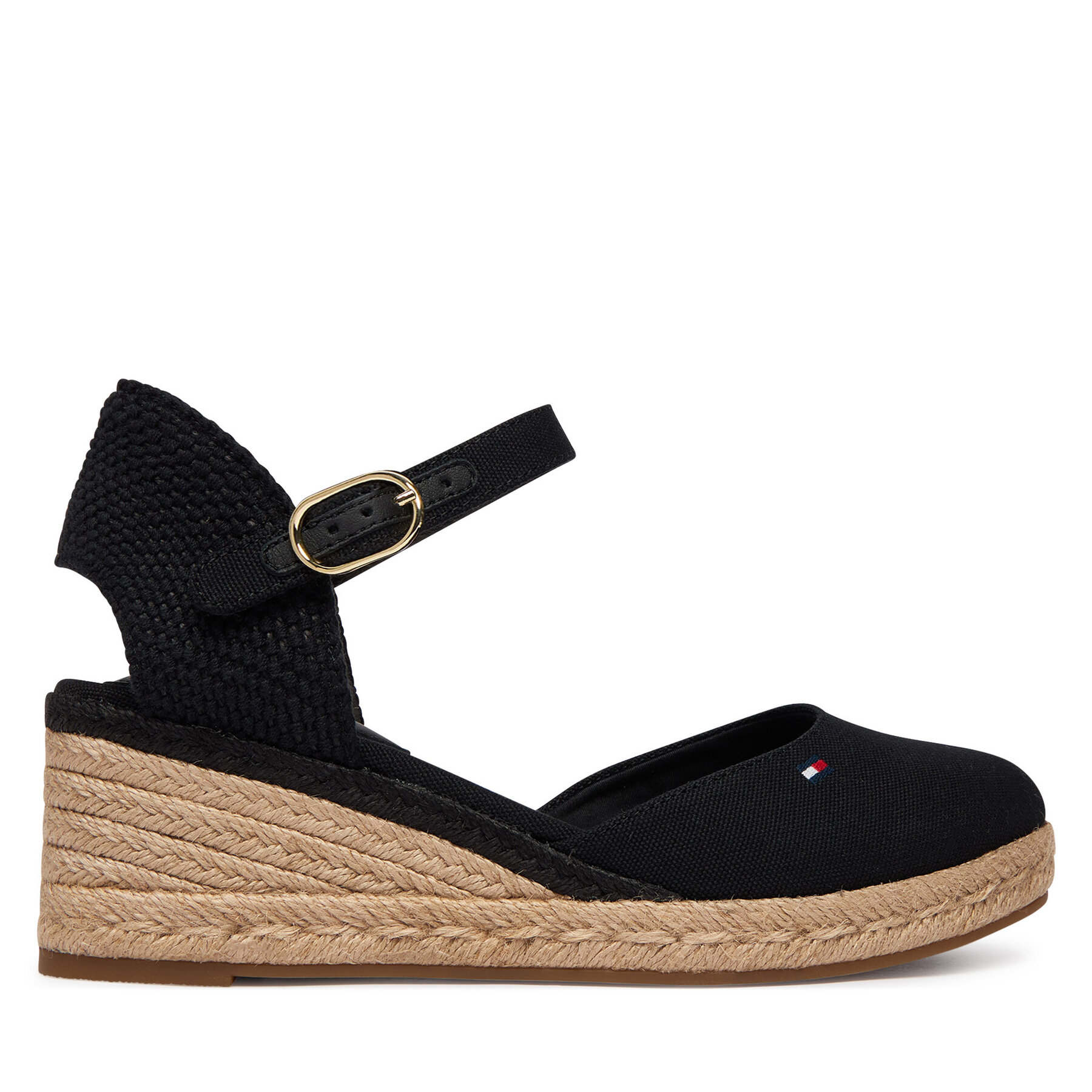 Espadrile Tommy Hilfiger Mid Wedge Espad Closed Toe FW0FW09233 Črna