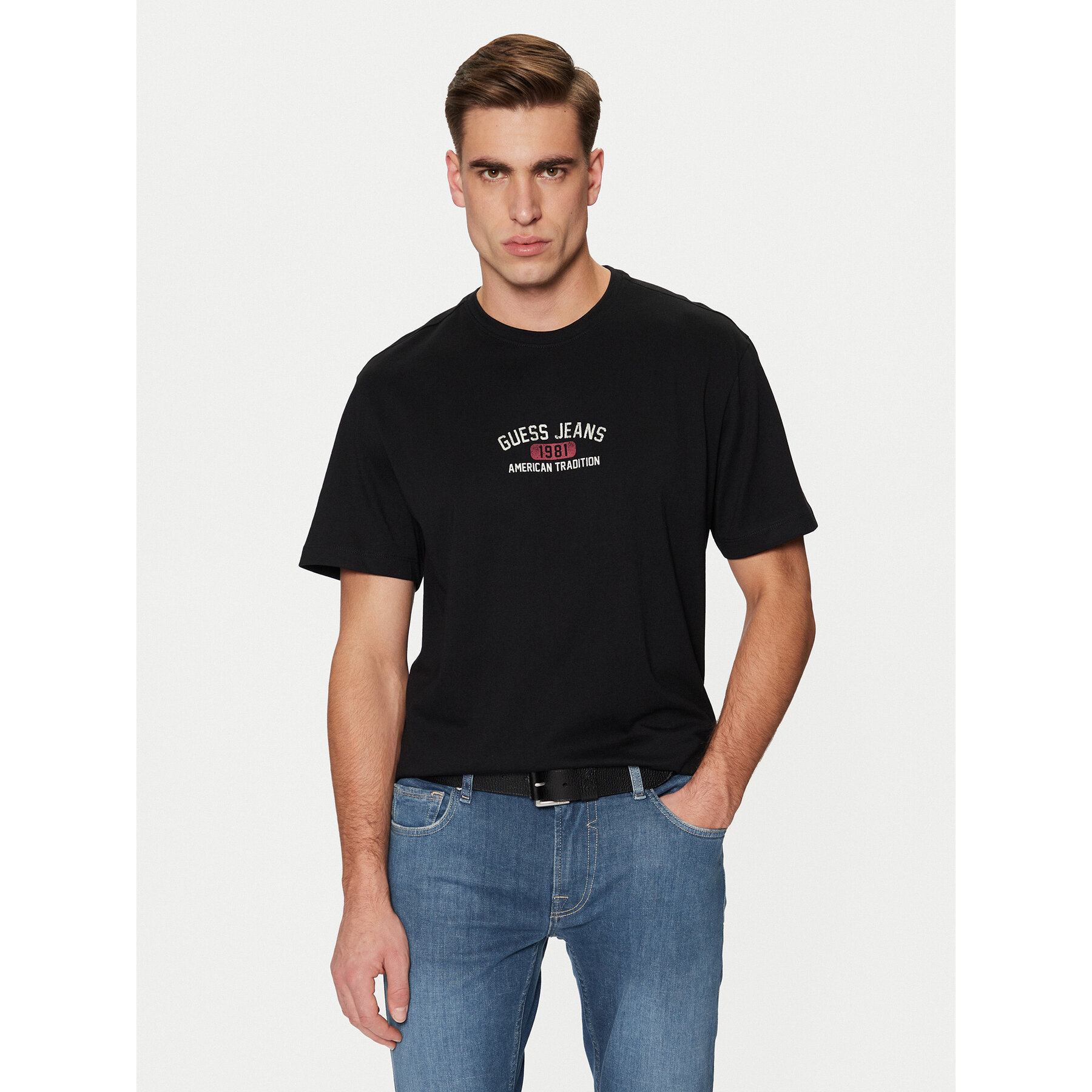 Guess Jeans Póló M5RI77 K8FQ4 Fekete Regular Fit