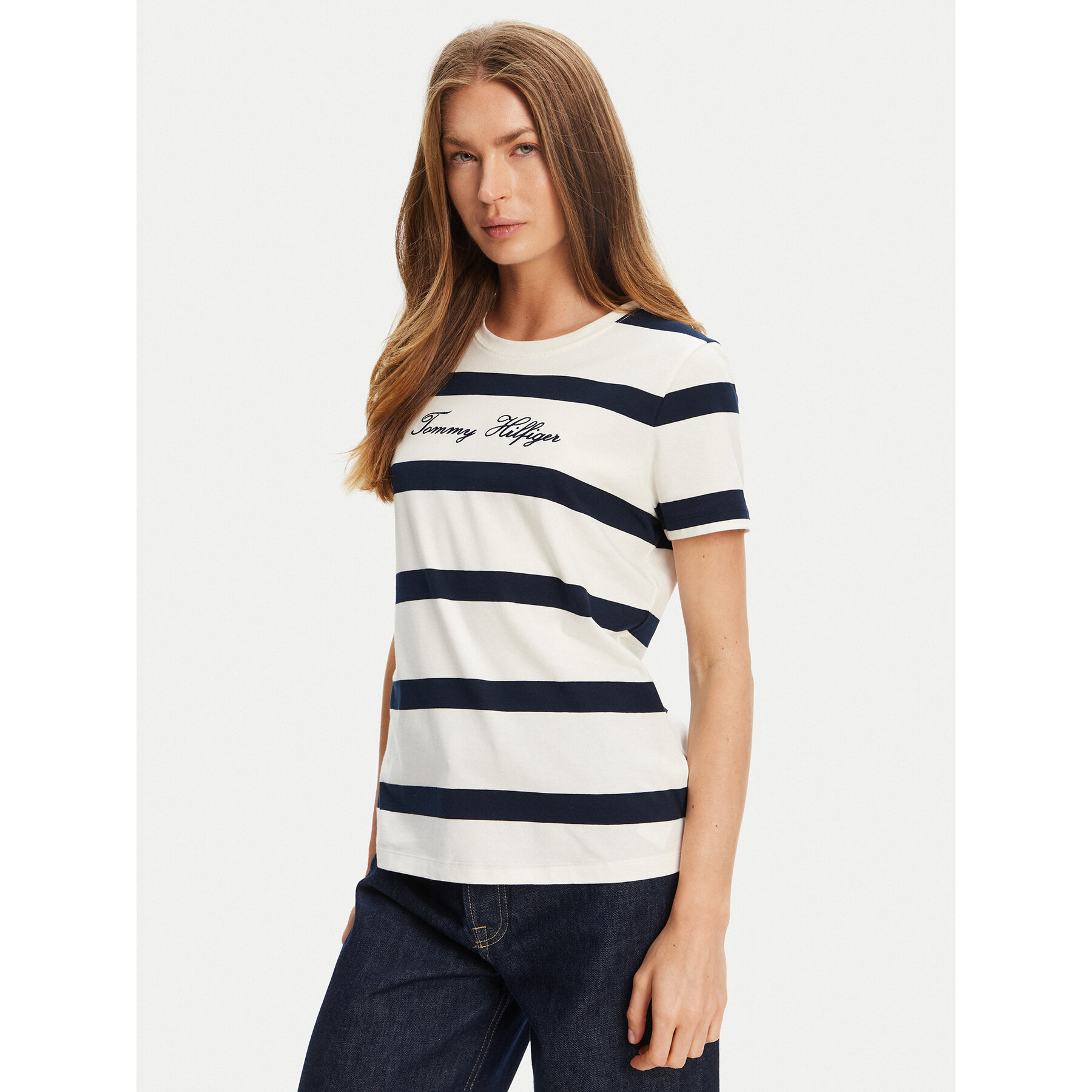 Tommy Hilfiger Póló Script WW0WW45746 Ekru Regular Fit