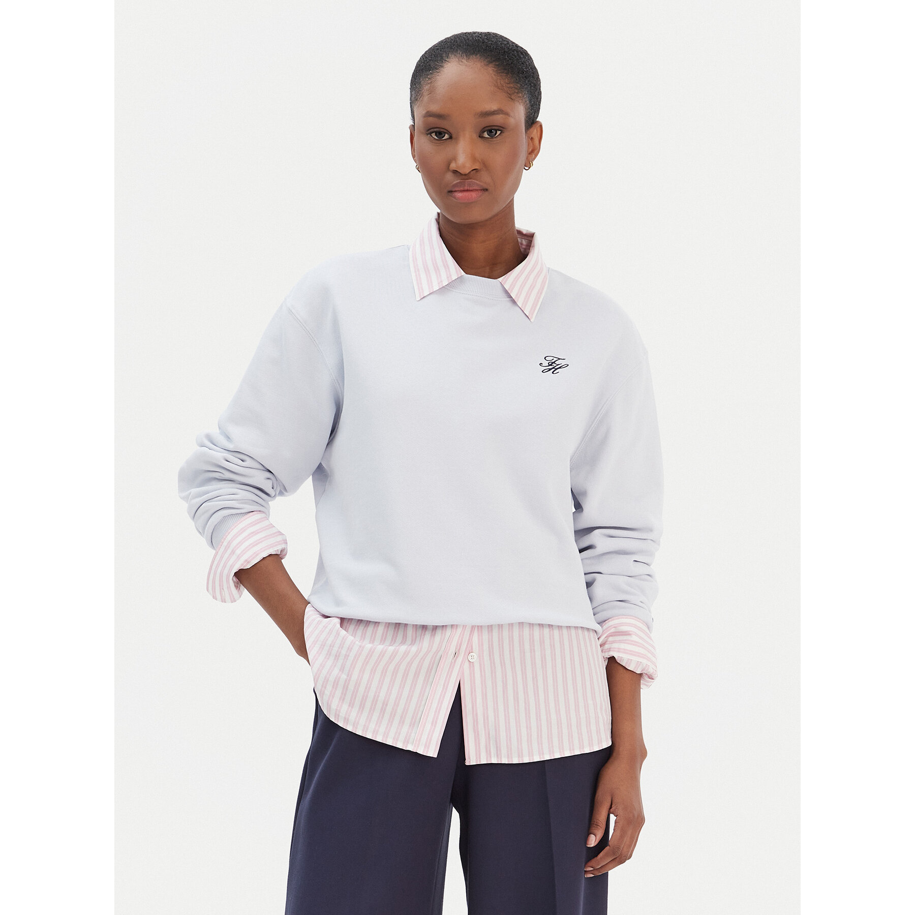 Tommy Hilfiger Sweatshirt Script WW0WW49418 Himmelblau Regular Fit