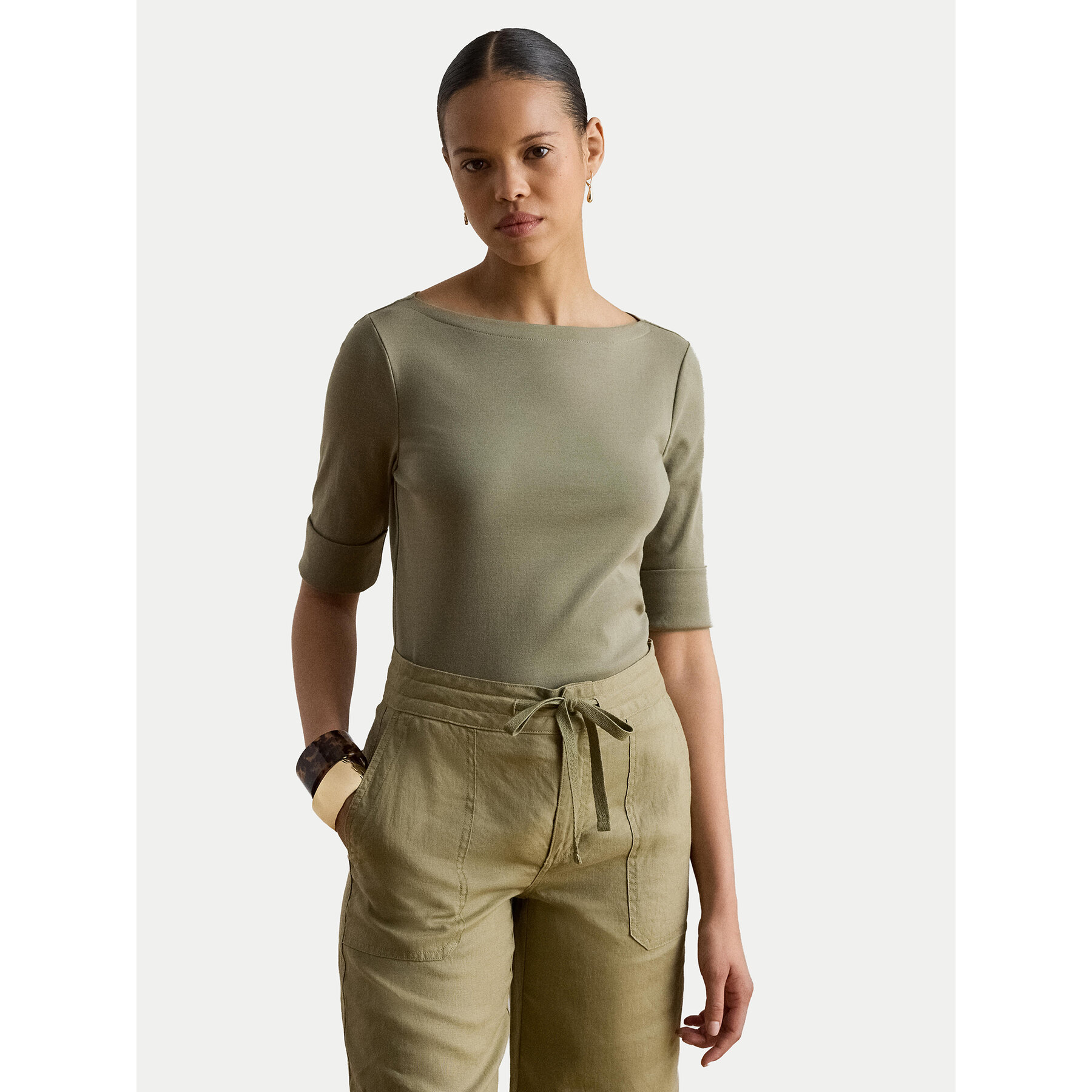 LAUREN RALPH LAUREN Bluza Judy 200654963204 Zelena Slim Fit