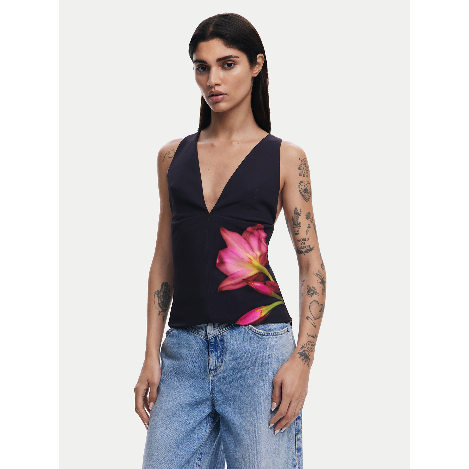 Desigual Bluse 25SWBW09 Schwarz Regular Fit