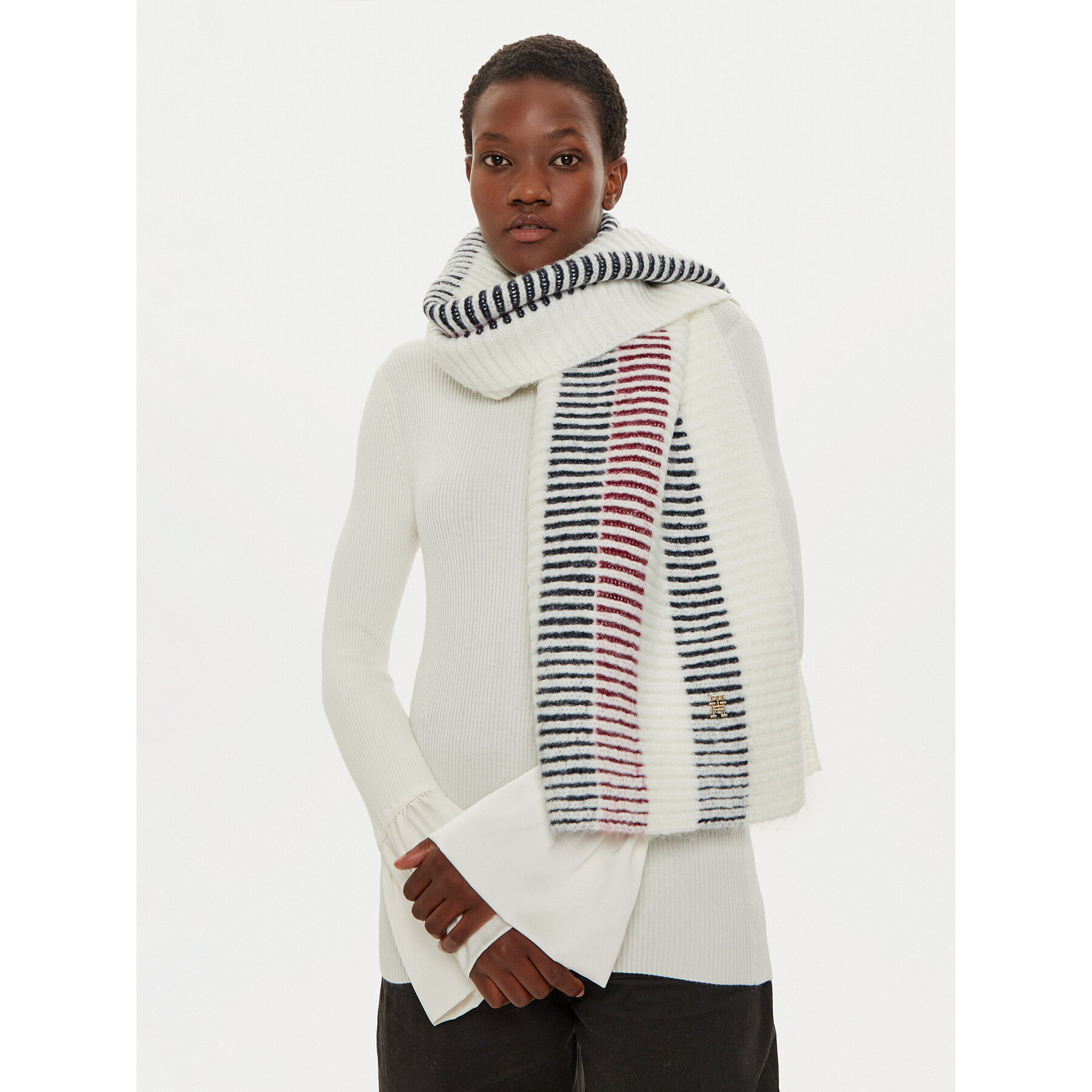 Bufanda Tommy Hilfiger Varsity AW0AW16653 Écru