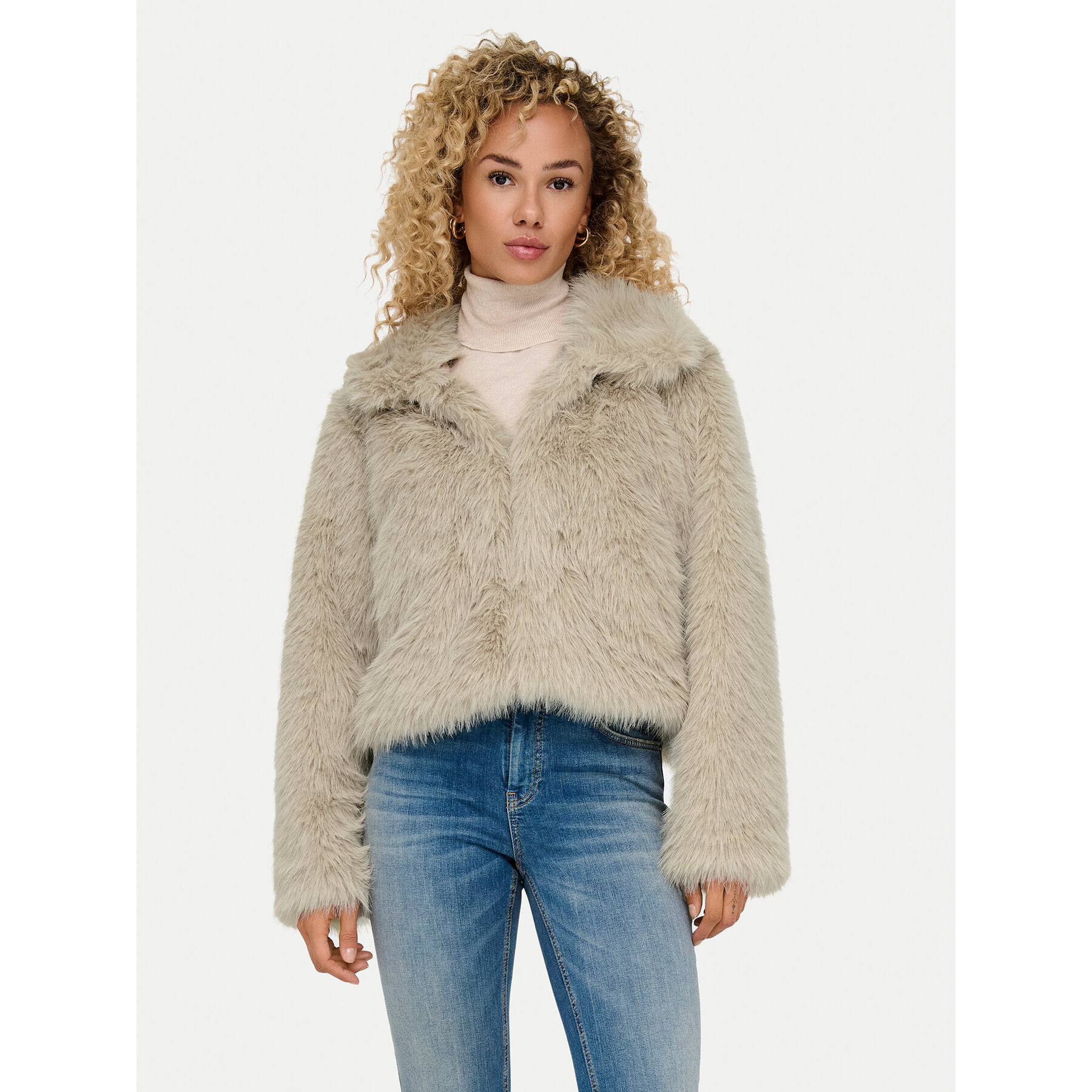 Only Pelzmantel Manny 15322406 Beige Regular Fit