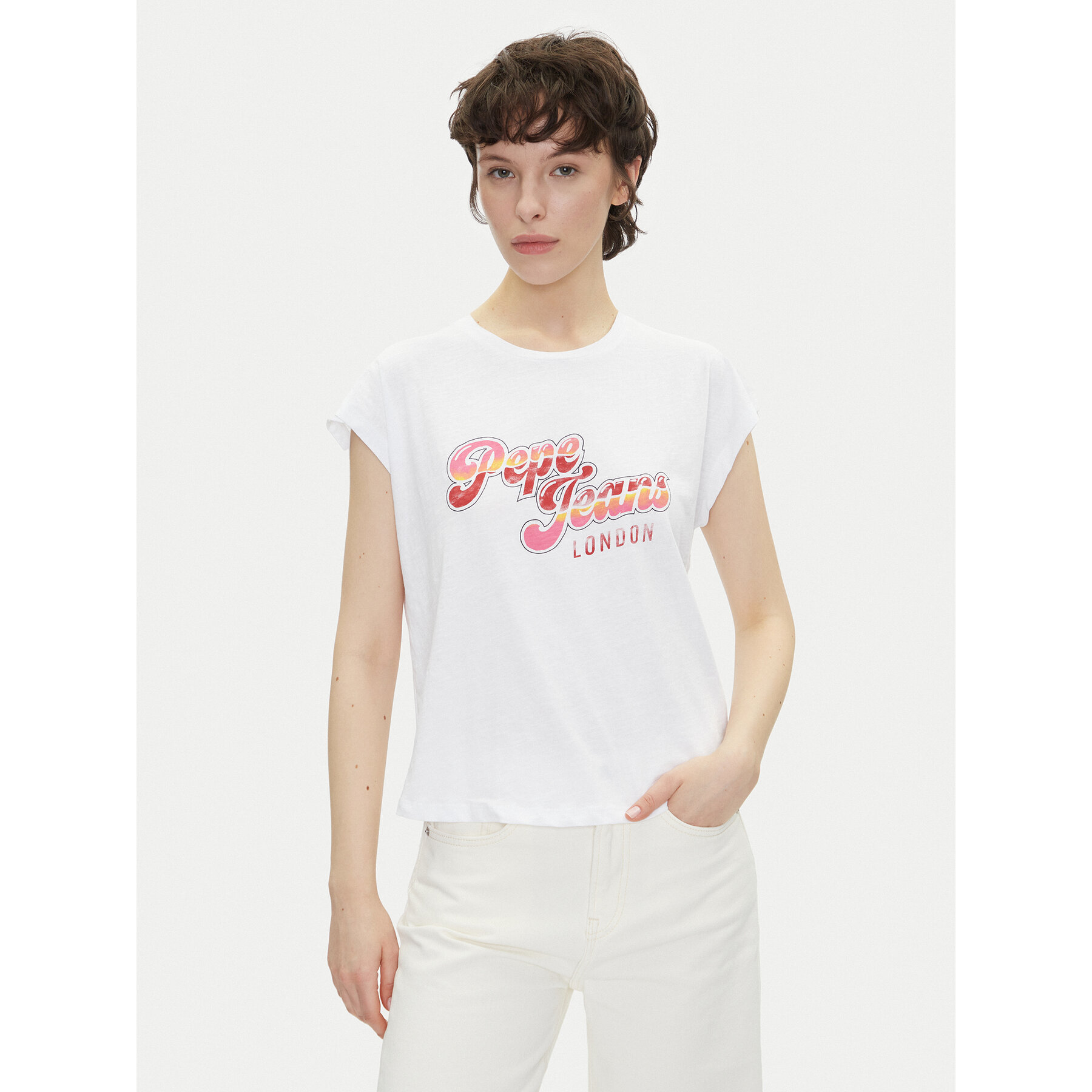Pepe Jeans Marškinėliai Rosalie PL506033 Balta Regular Fit