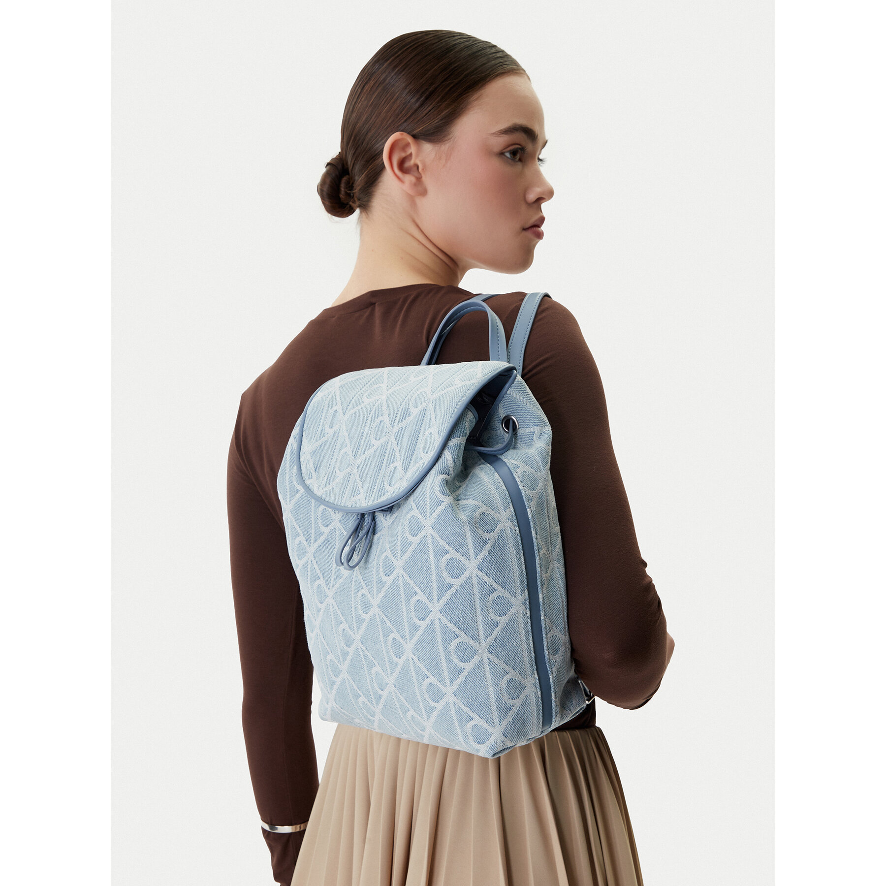 Rucsac Calvin Klein Emblem Aop Denim Backpack LV04F3508G Albastru