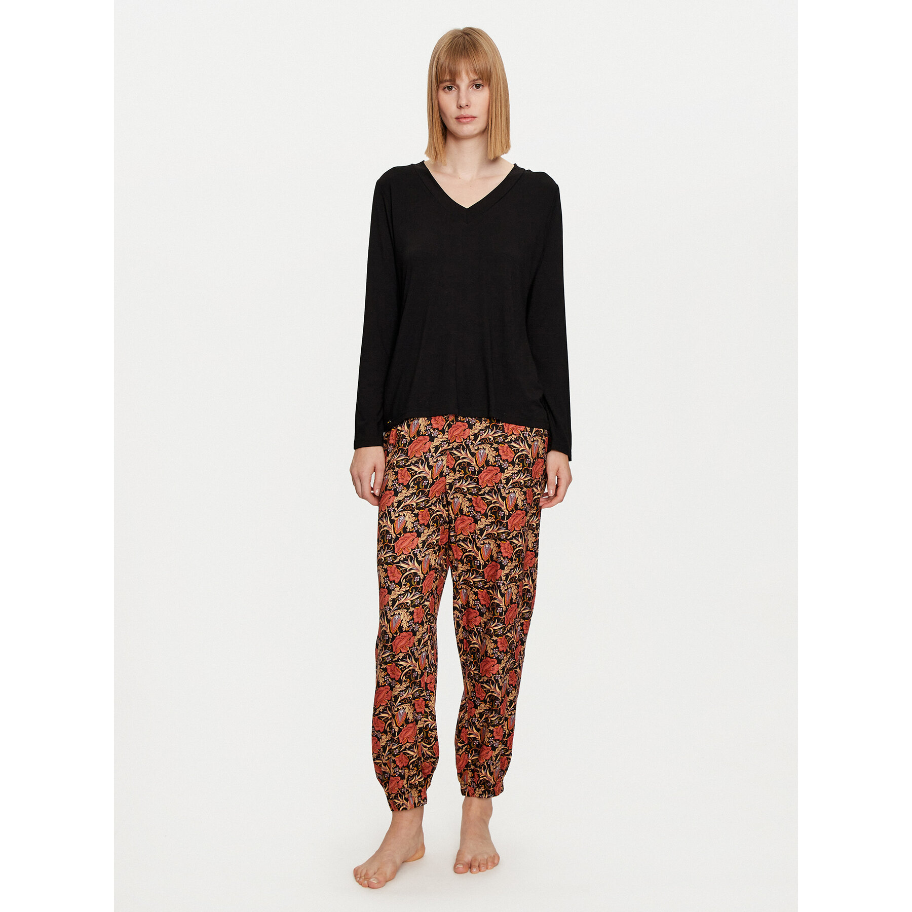 Selmark Pizsama Flores P6973 Fekete Regular Fit