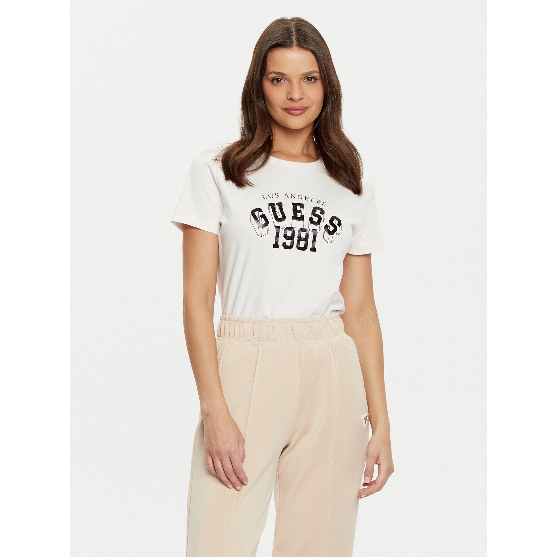 Guess T-Shirt V5RI06 I3Z14 Εκρού Regular Fit