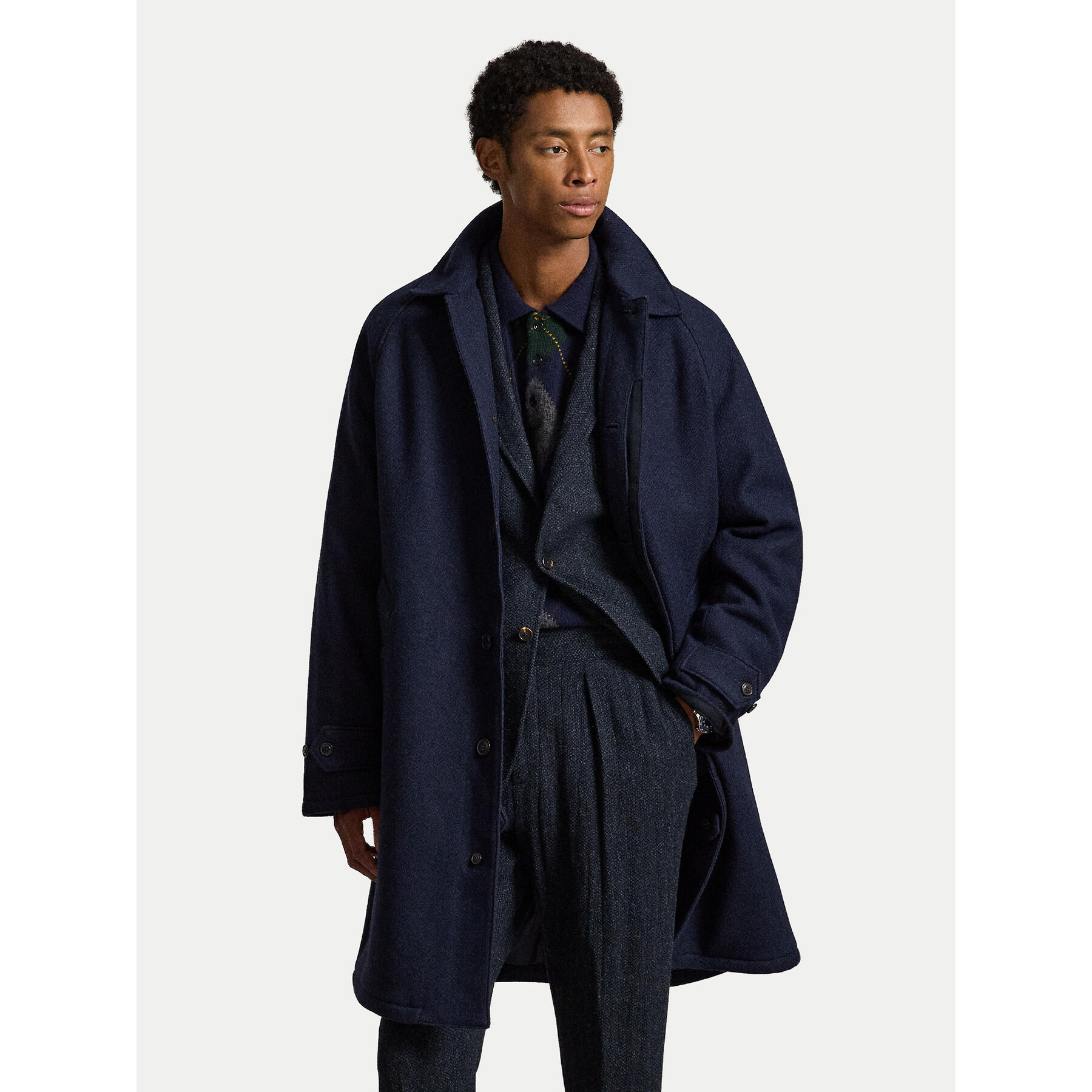 Polo Ralph Lauren Wollmantel 710B15989001 Dunkelblau Regular Fit