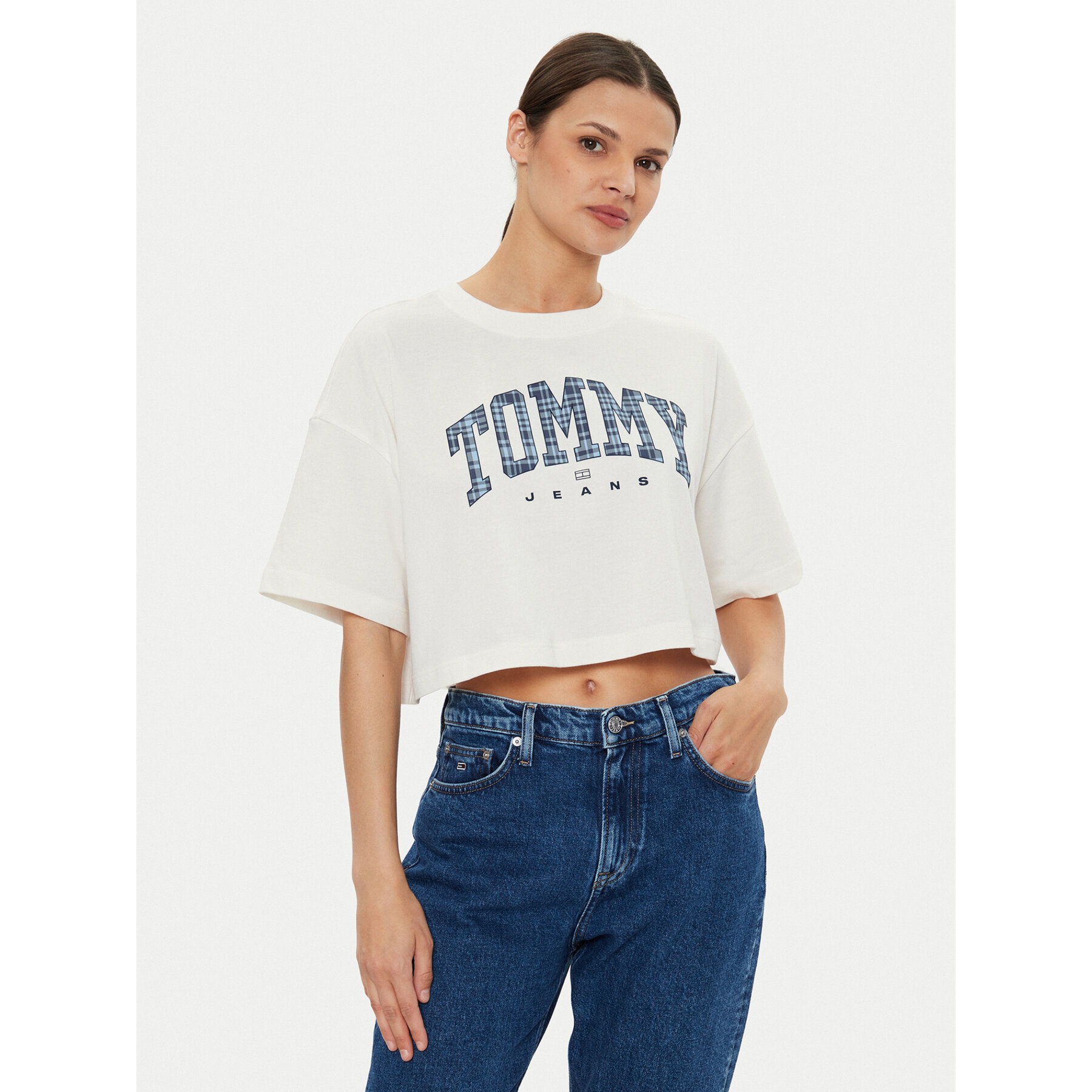 Tommy Jeans T-Shirt DW0DW18420 Εκρού Oversize