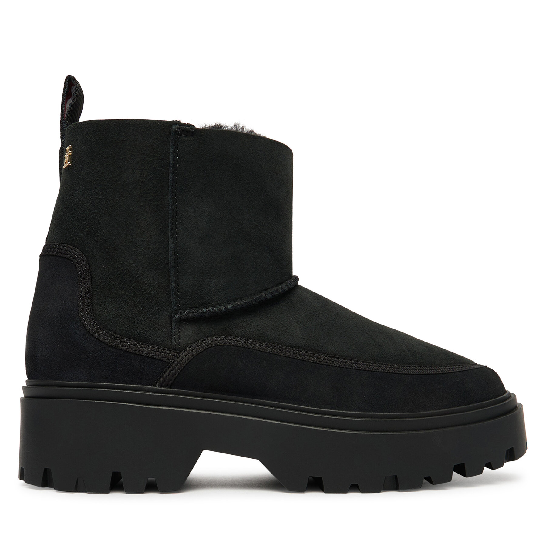 Cizme de zăpadă Tommy Hilfiger Real Shearling Pullon FW0FW08997 Negru